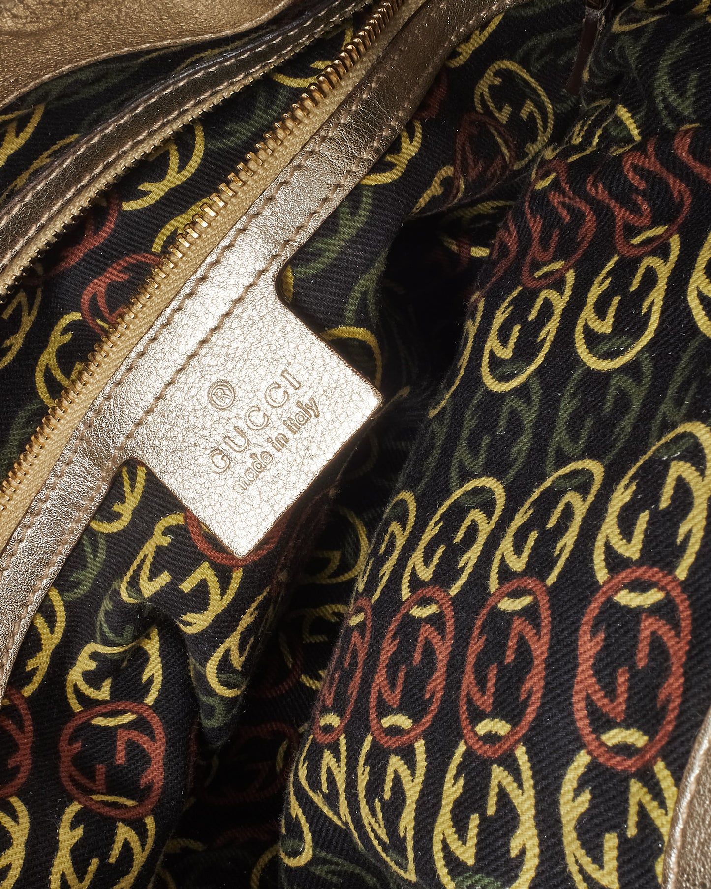 Gucci Metallic Gold Interlocking Medium G Britt Shoulder Bag