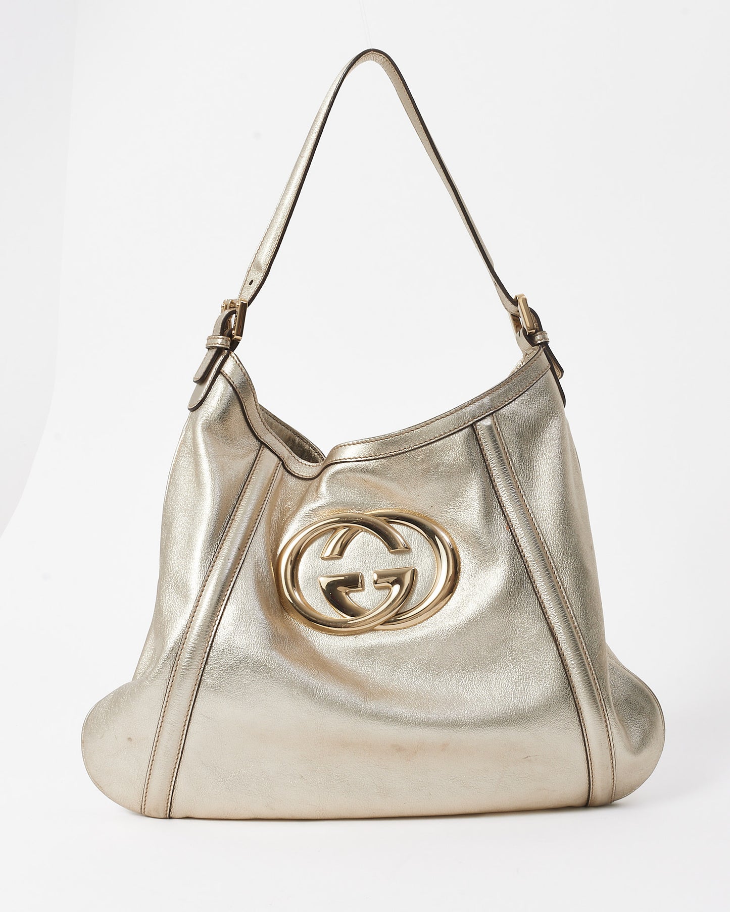 Gucci Metallic Gold Interlocking Medium G Britt Shoulder Bag