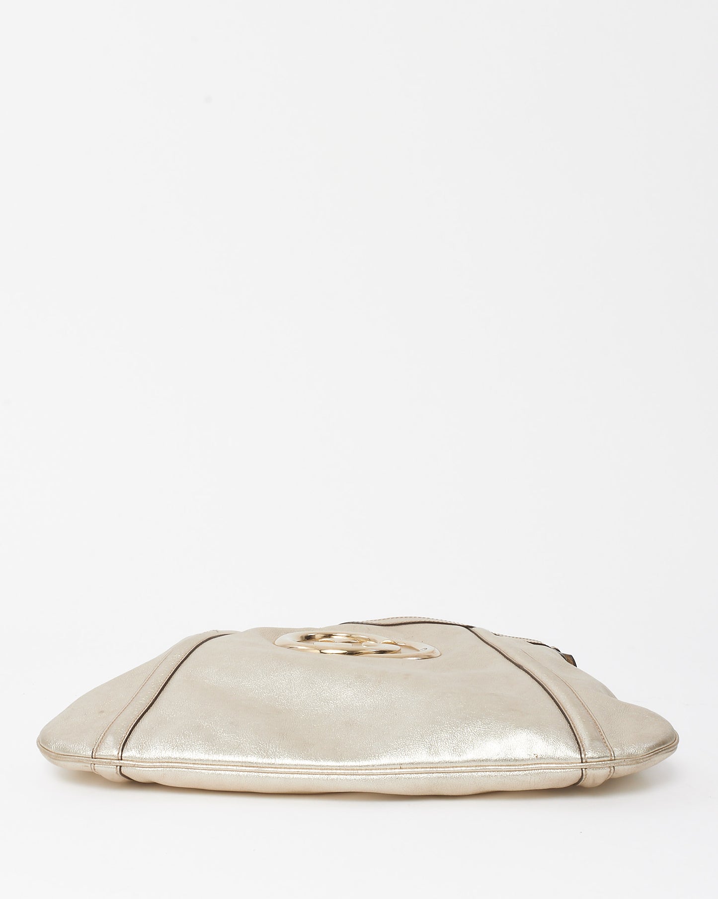 Gucci Metallic Gold Interlocking Medium G Britt Shoulder Bag