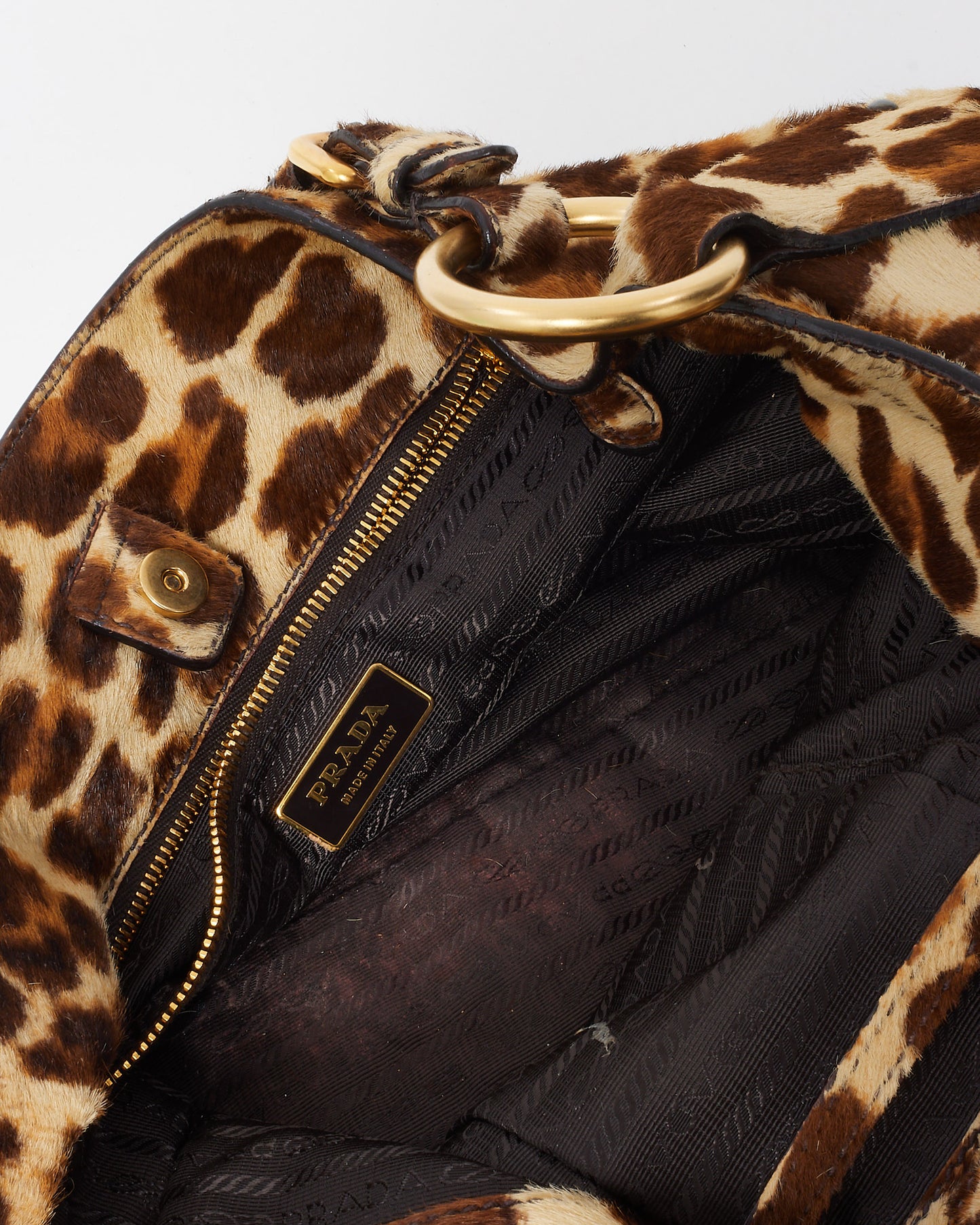 Prada Vintage Leopard Pony Fur Cavallino Shoulder Bag
