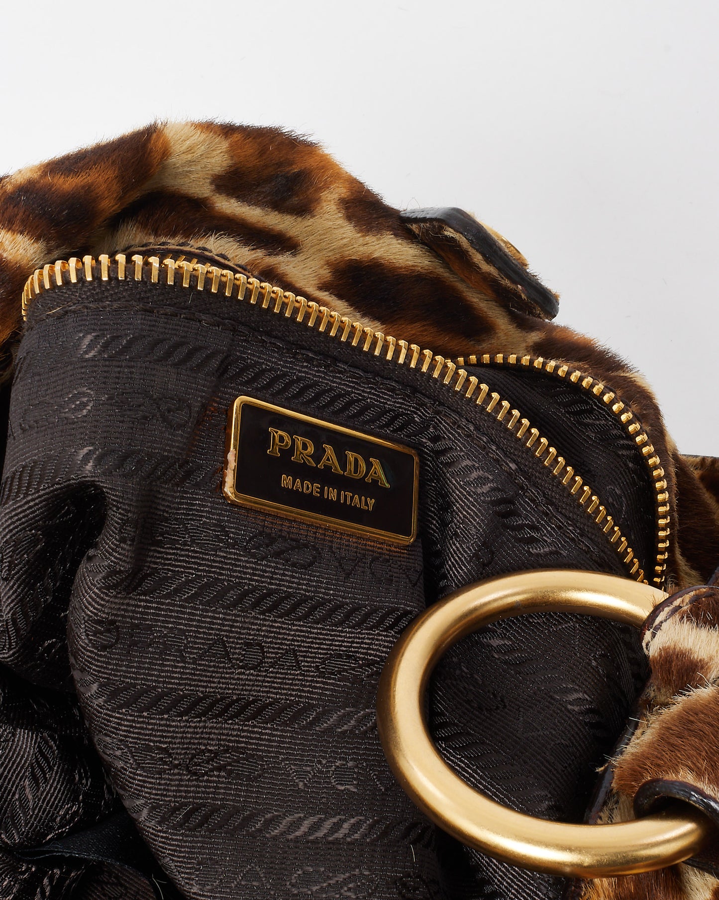 Prada Vintage Leopard Pony Fur Cavallino Shoulder Bag