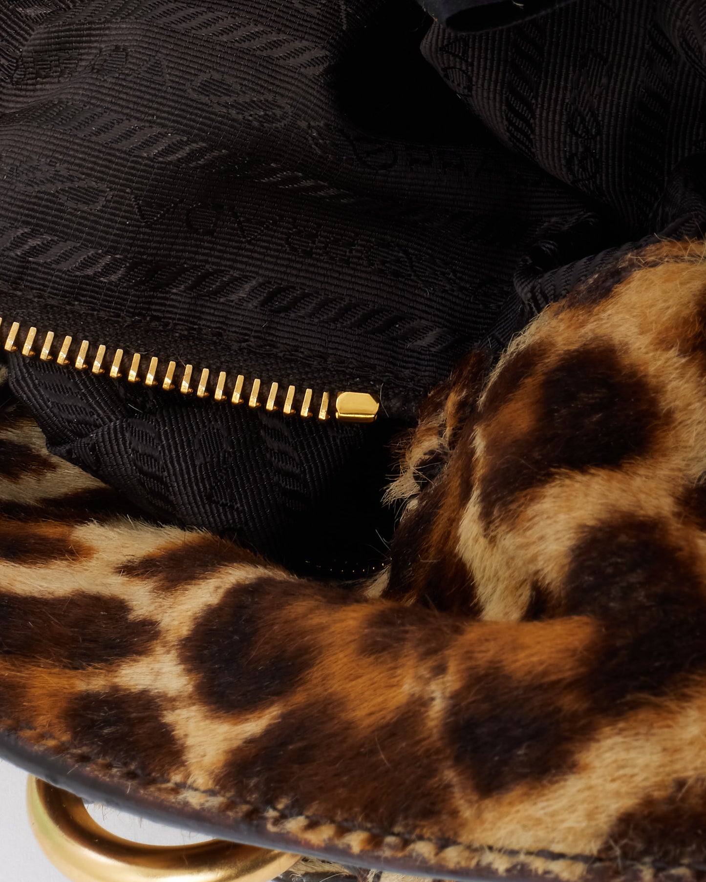 Prada Vintage Leopard Pony Fur Cavallino Shoulder Bag