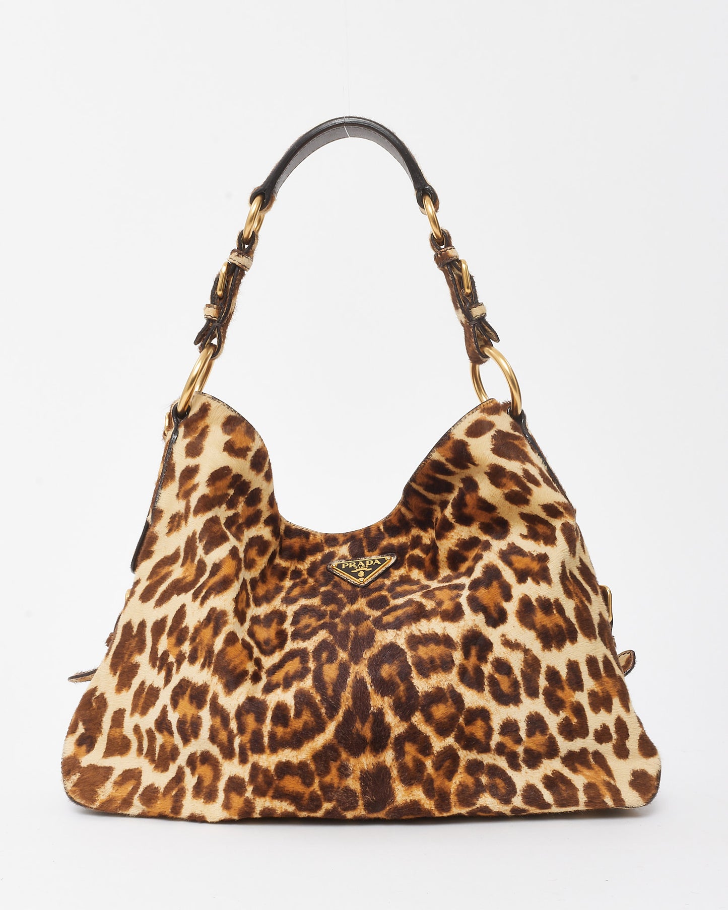 Prada Vintage Leopard Pony Fur Cavallino Shoulder Bag