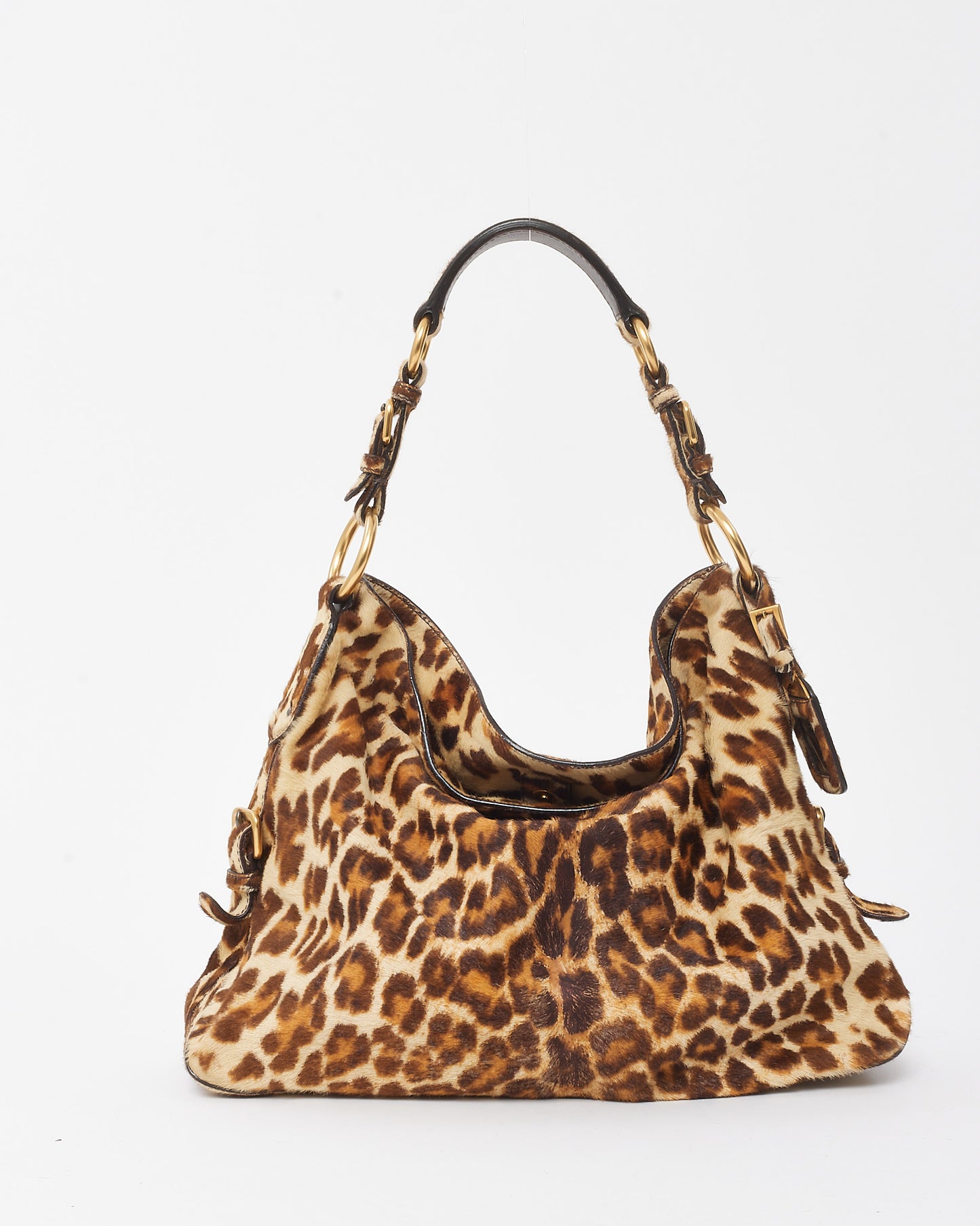 Prada Vintage Leopard Pony Fur Cavallino Shoulder Bag
