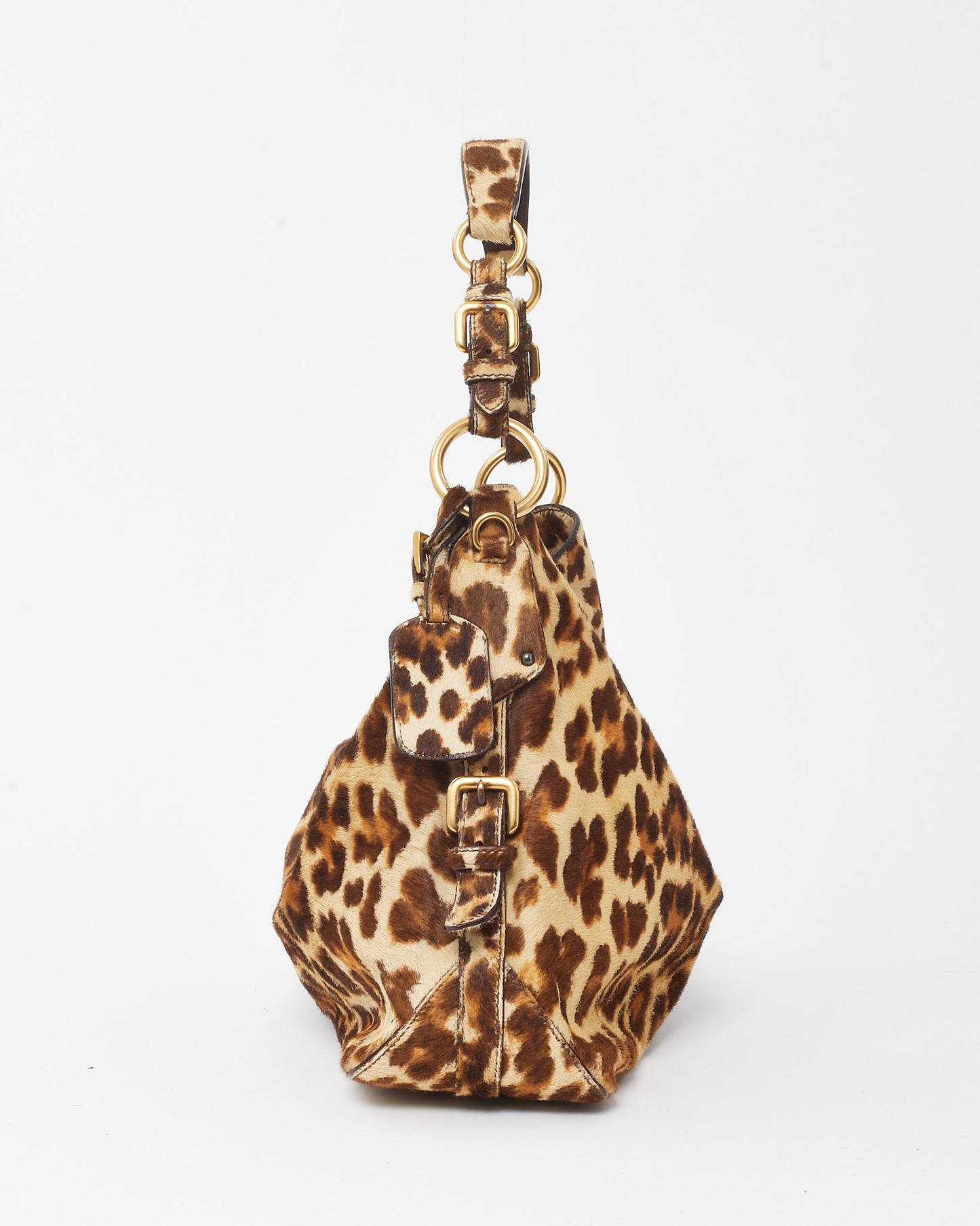 Prada Vintage Leopard Pony Fur Cavallino Shoulder Bag