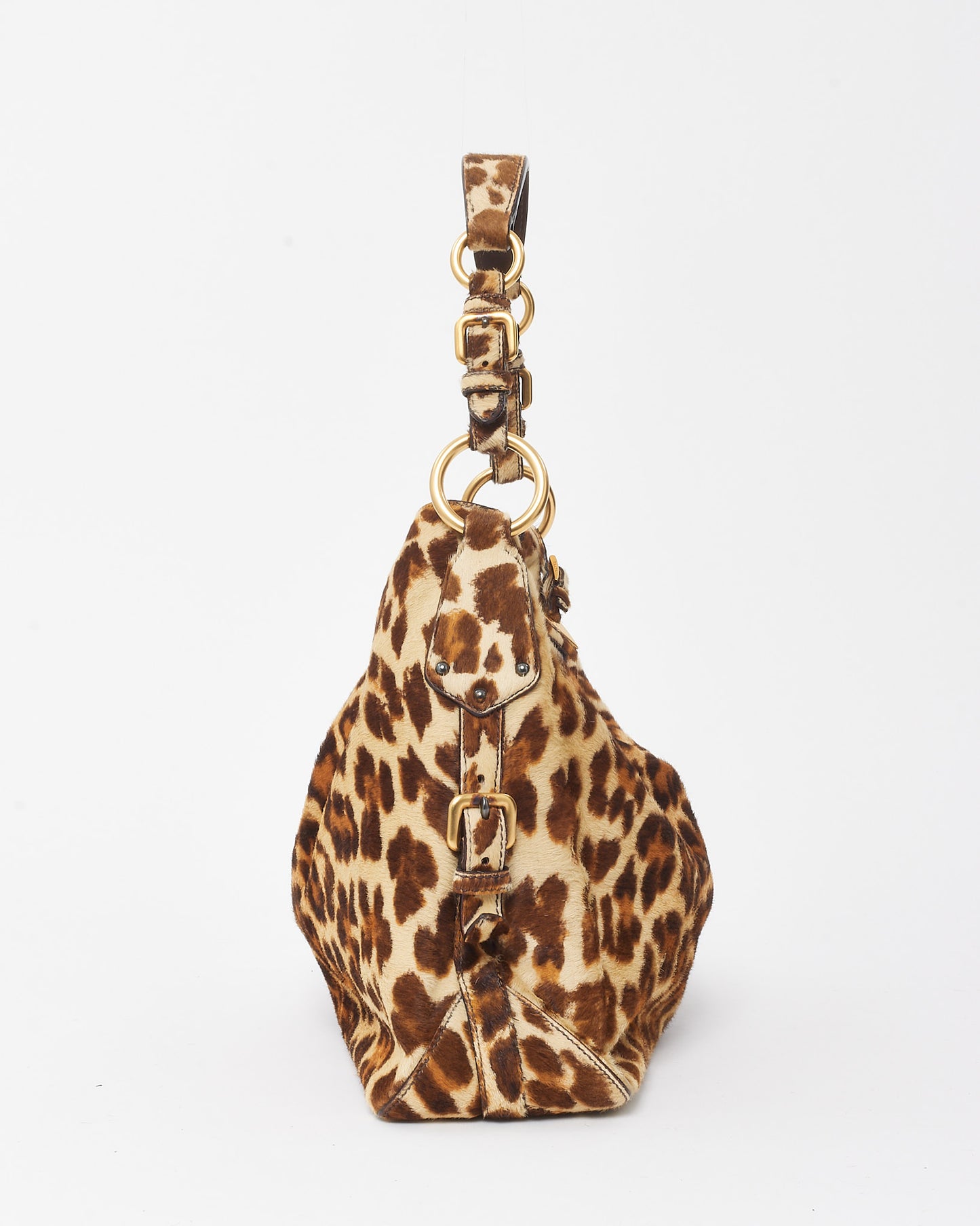 Prada Vintage Leopard Pony Fur Cavallino Shoulder Bag