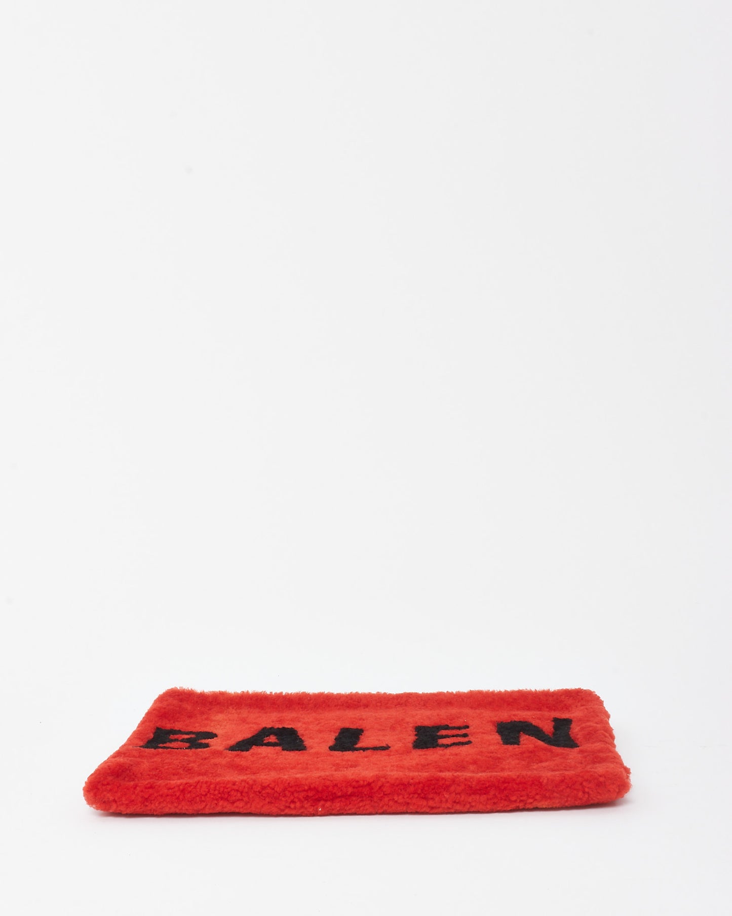 Balenciaga Red Merino Wool Shearling Logo Zip Clutch Bag