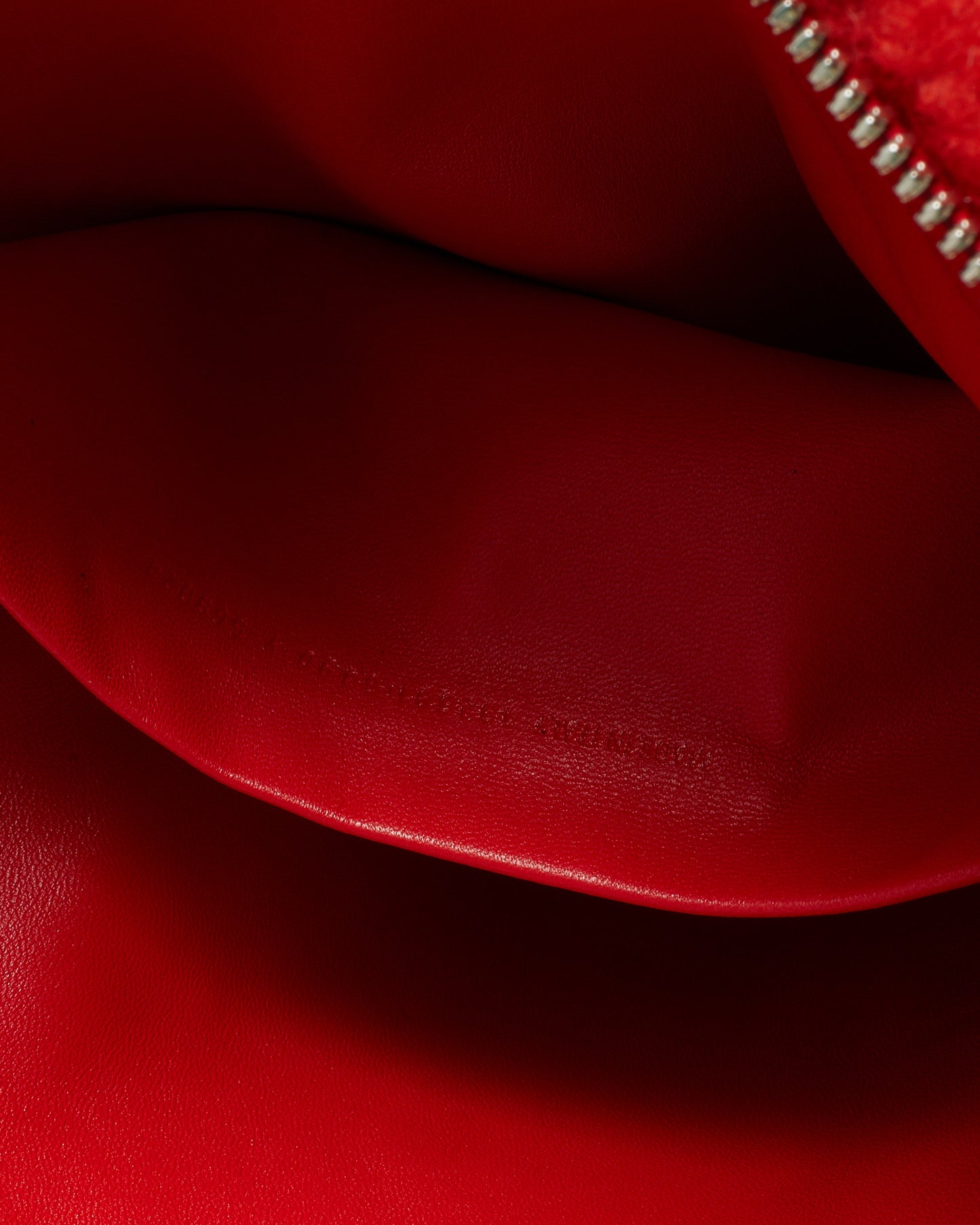 Balenciaga Red Merino Wool Shearling Logo Zip Clutch Bag