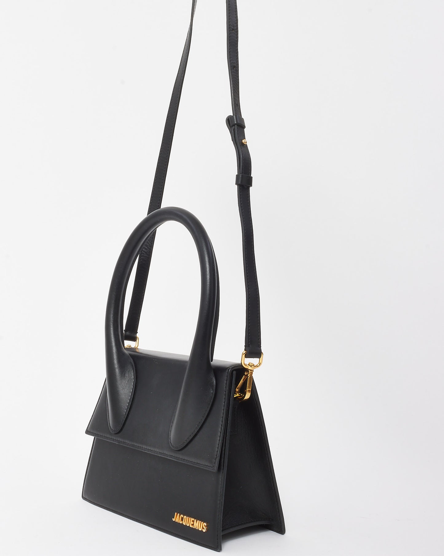 Jacquemus Black Leather "Le Grand Chiquito" Bag w/ Strap