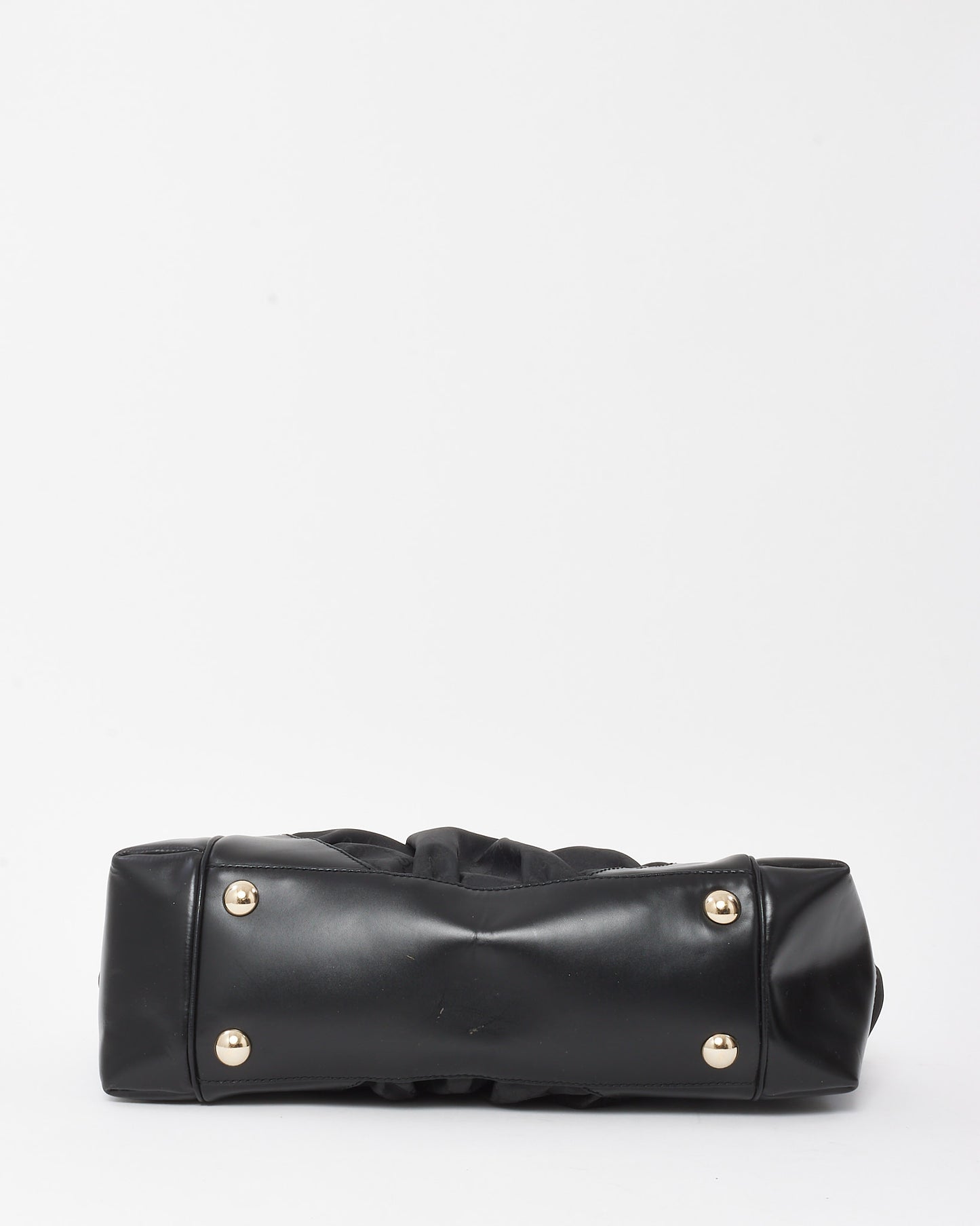 Gucci Black GG Monogram Nylon Leather Trim Full Moon Large Tote Bag