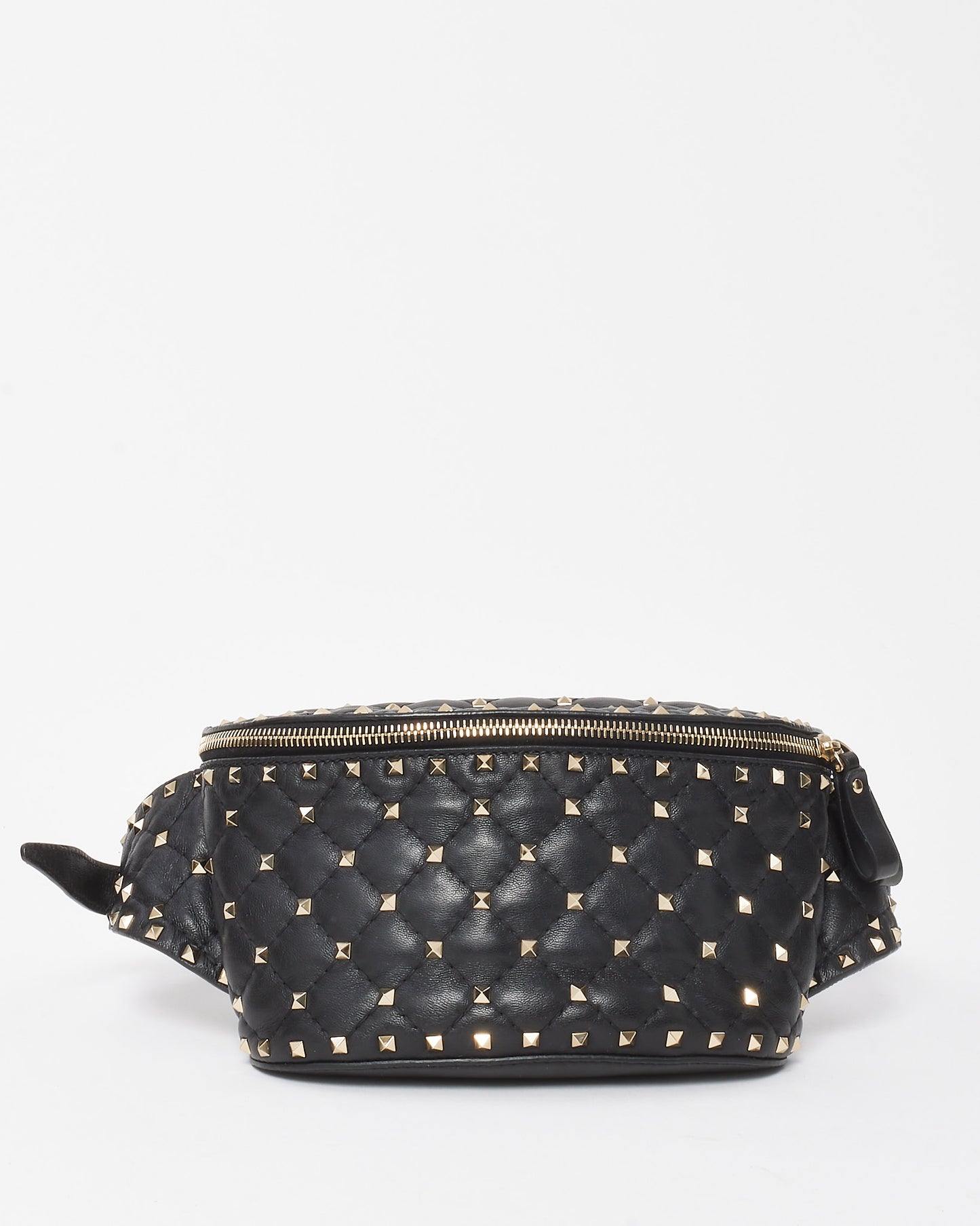 Valentino Black Nappa Leather Rockstud Spike Belt Bag