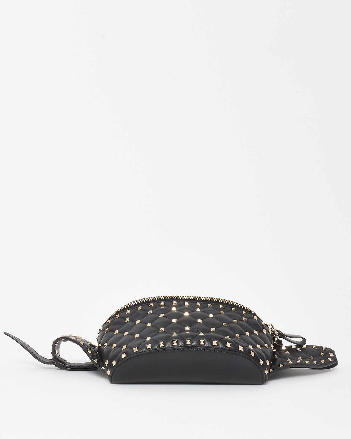 Valentino Black Nappa Leather Rockstud Spike Belt Bag