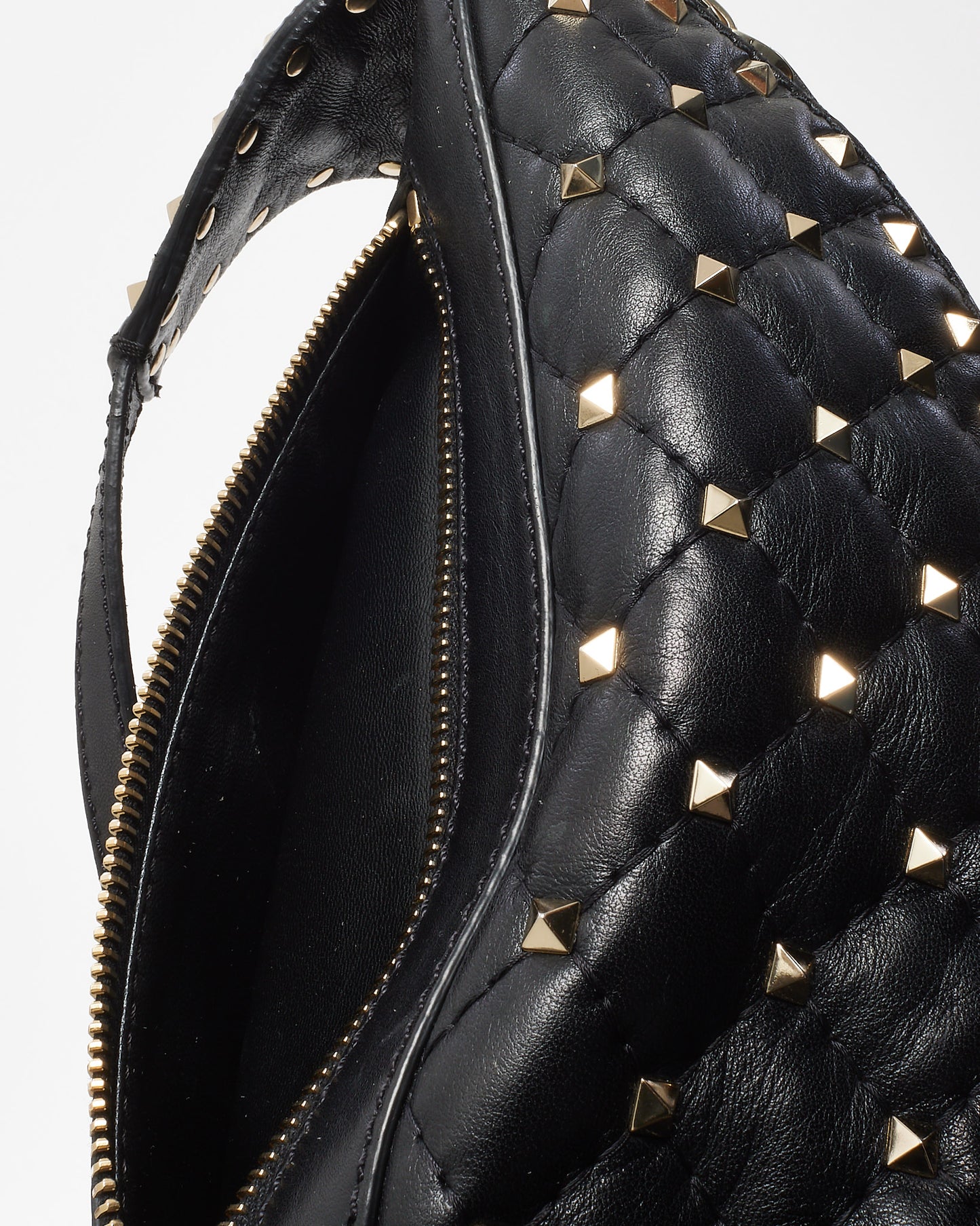 Valentino Black Nappa Leather Rockstud Spike Belt Bag