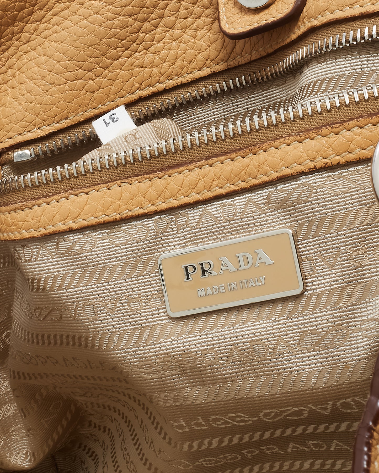 Prada Beige Vitello Daino Leather 2Way Tote Bag