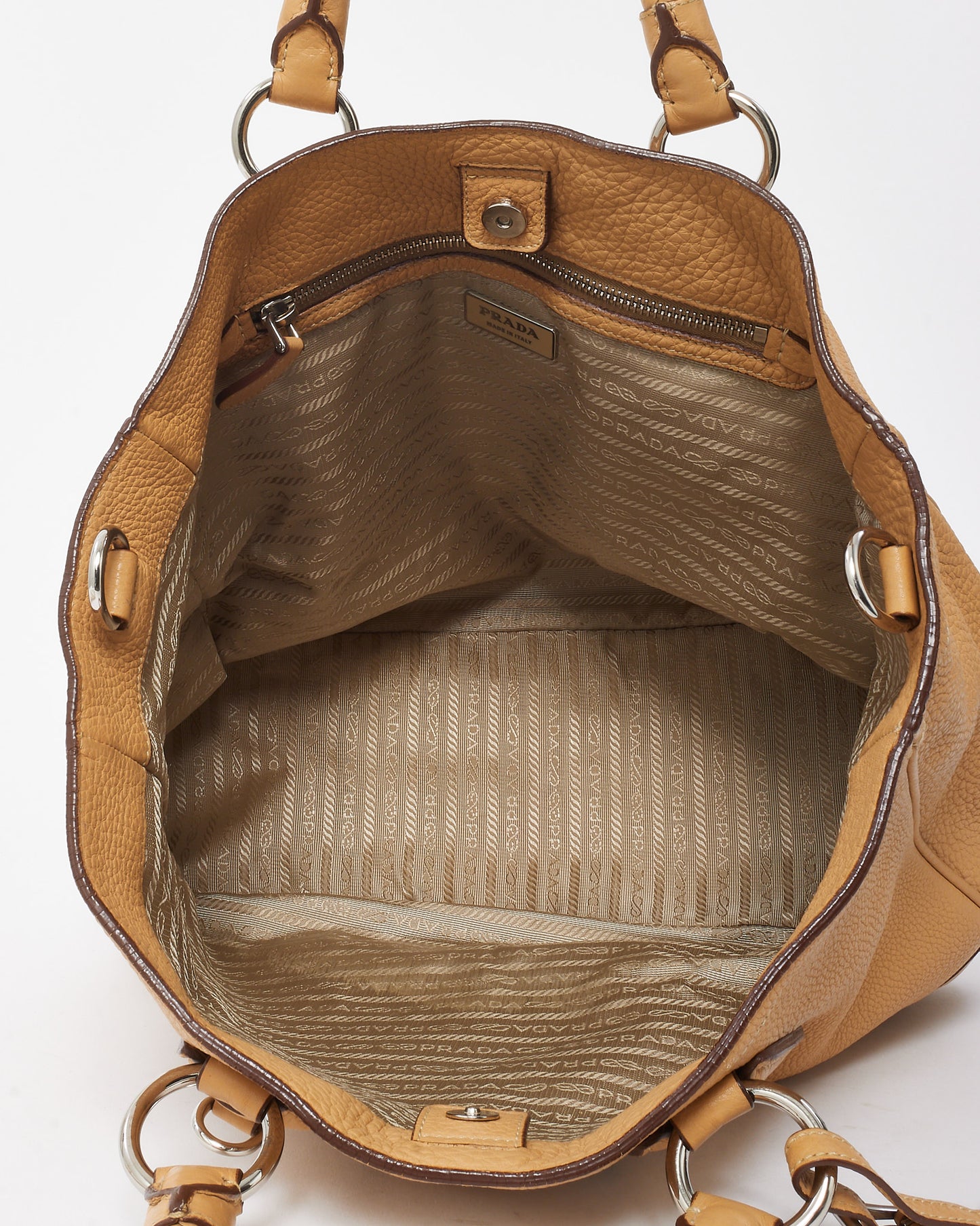 Prada Beige Vitello Daino Leather 2Way Tote Bag