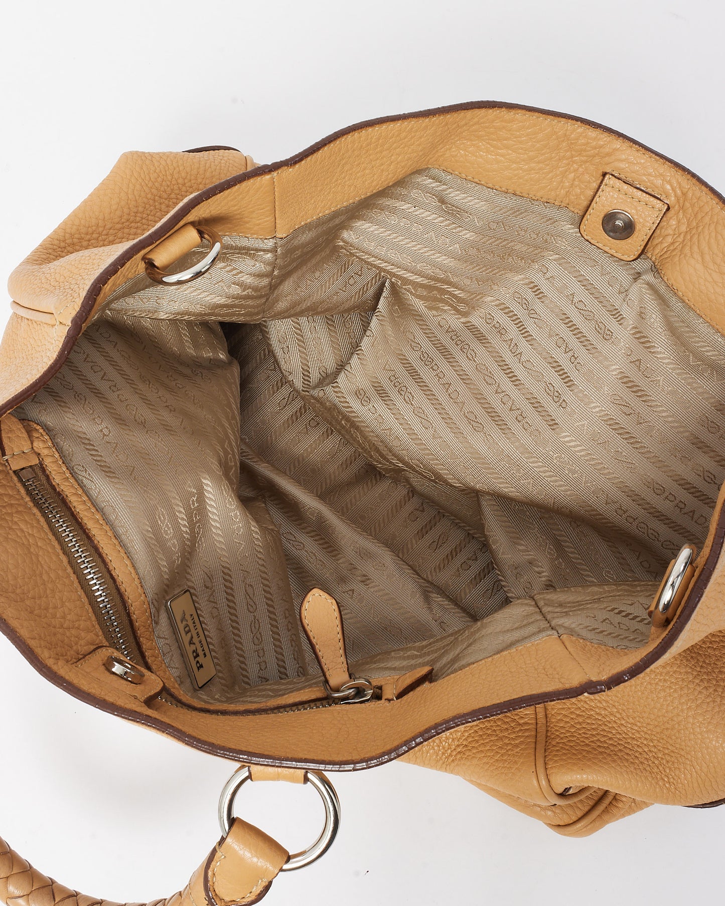 Prada Beige Vitello Daino Leather 2Way Tote Bag