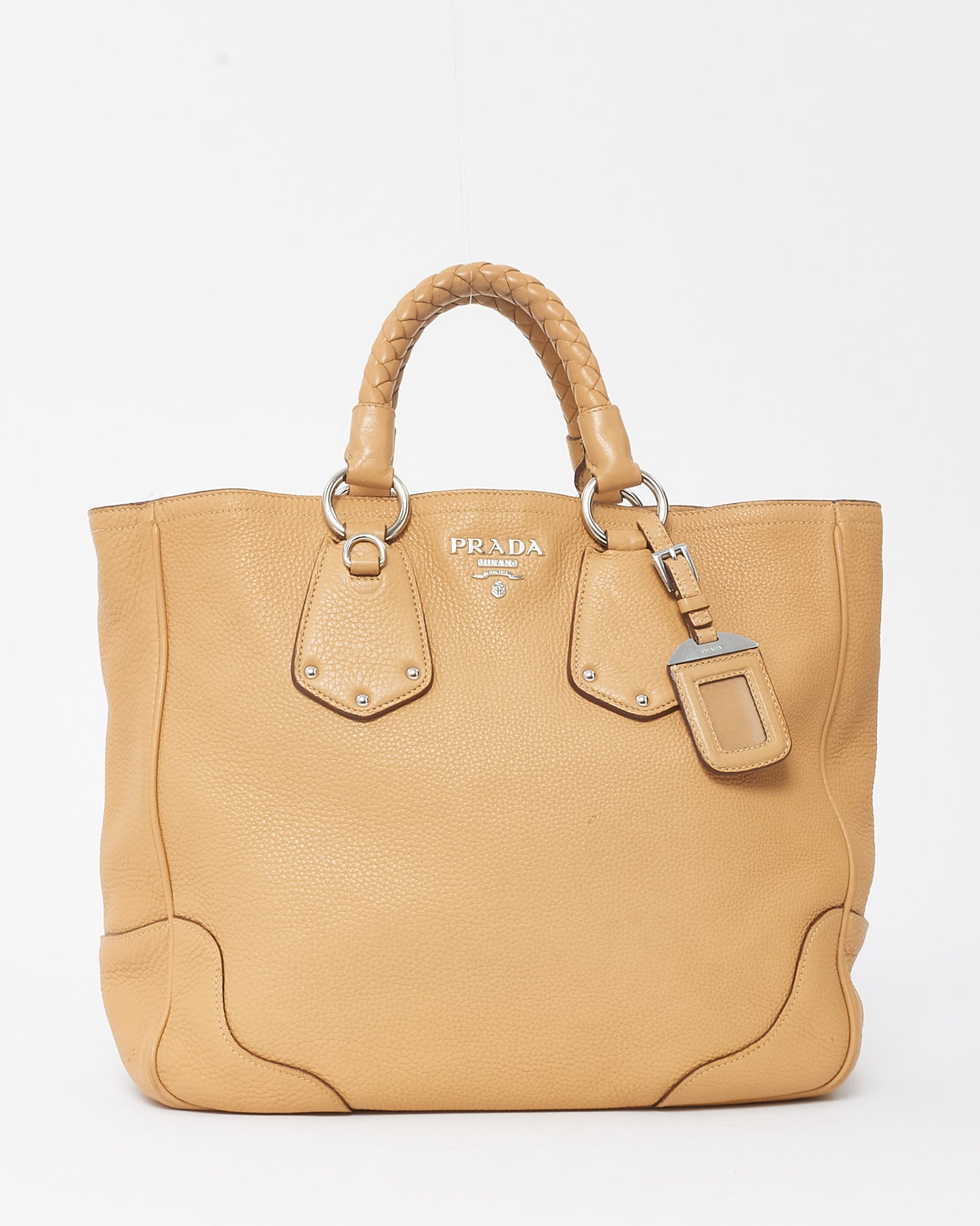 Prada Beige Vitello Daino Leather 2Way Tote Bag