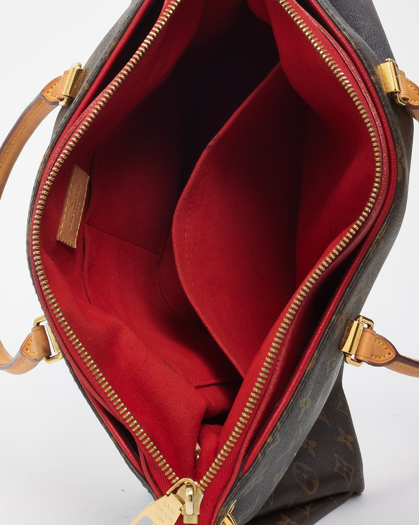 Louis Vuitton Red Leather and Monogram Canvas Pallas MM with NO STRAP