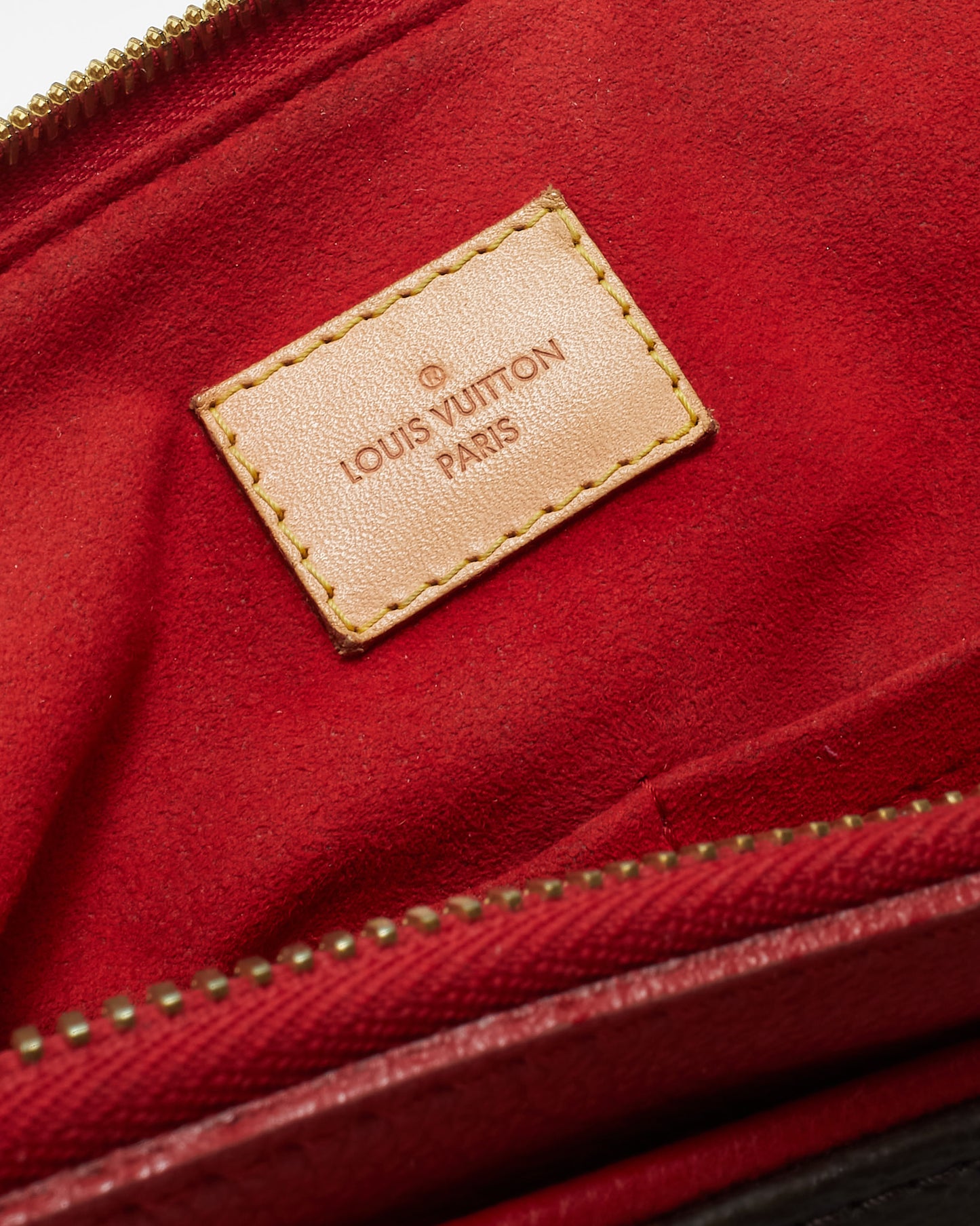 Louis Vuitton Red Leather and Monogram Canvas Pallas MM with NO STRAP