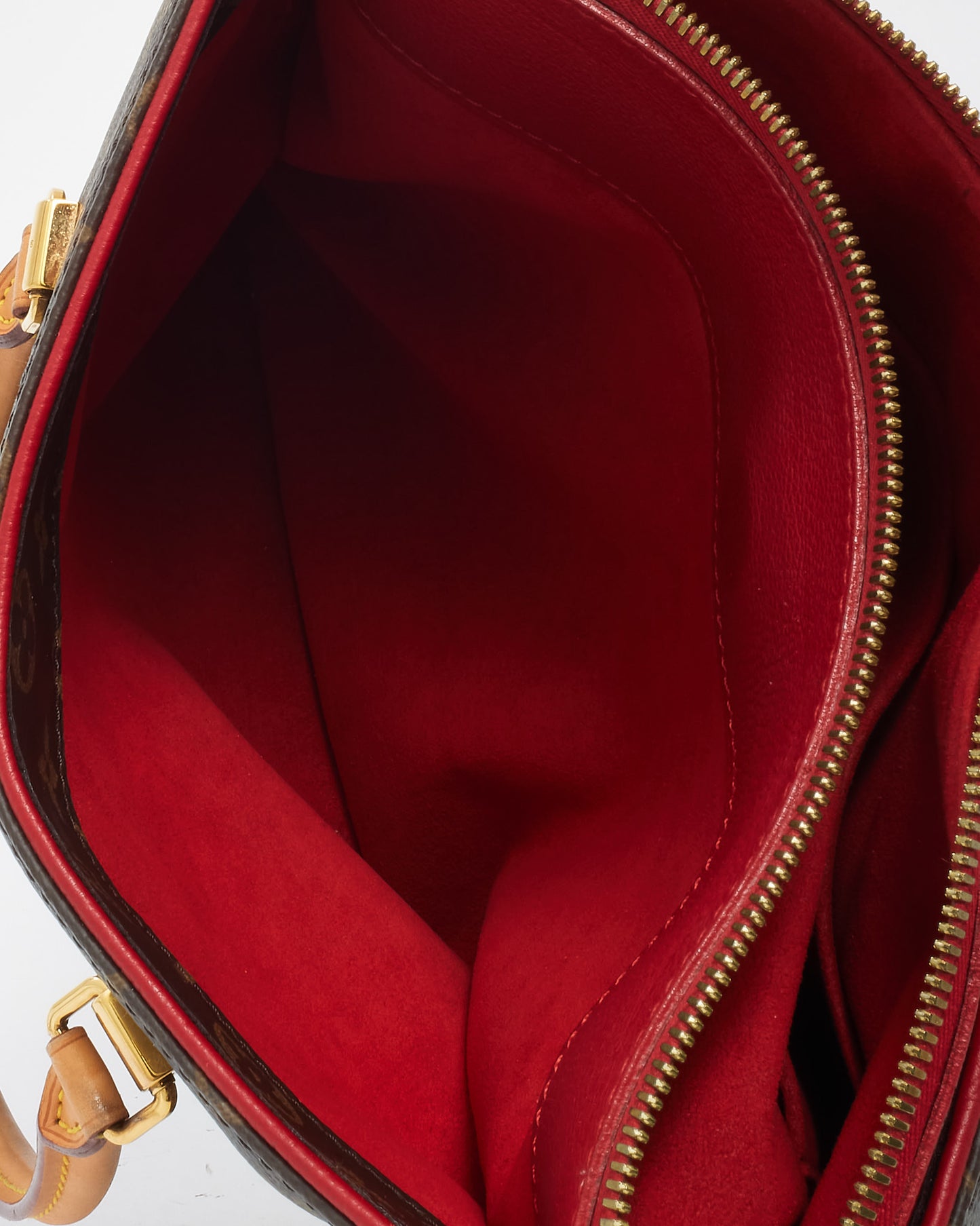 Louis Vuitton Red Leather and Monogram Canvas Pallas MM with NO STRAP