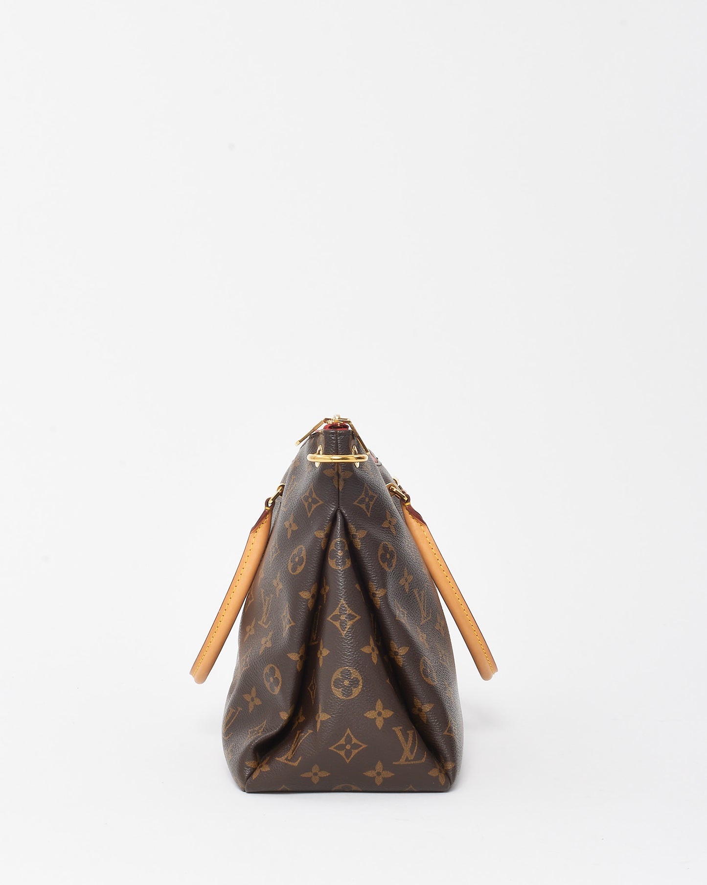 Louis Vuitton Red Leather and Monogram Canvas Pallas MM with NO STRAP