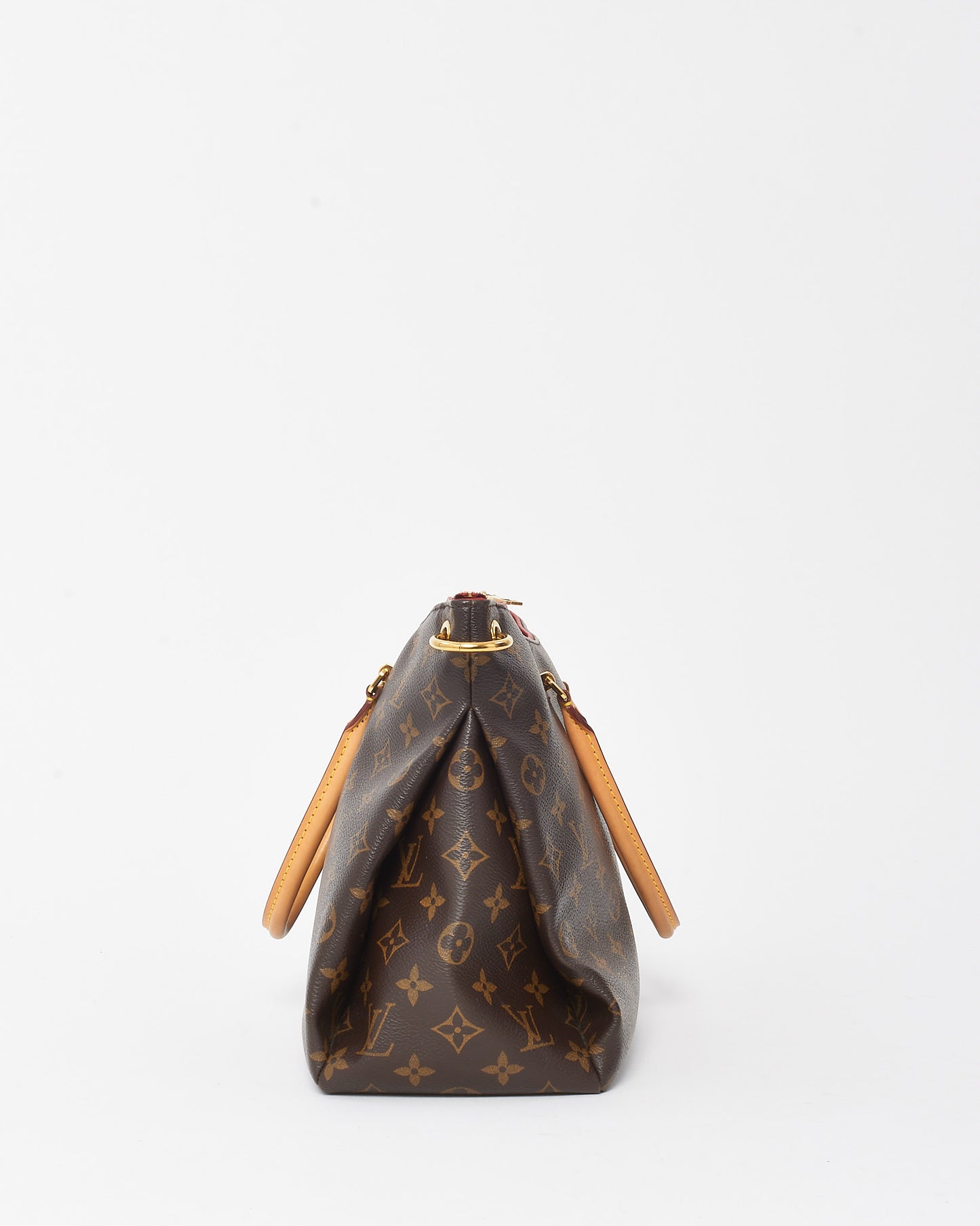 Louis Vuitton Red Leather and Monogram Canvas Pallas MM with NO STRAP