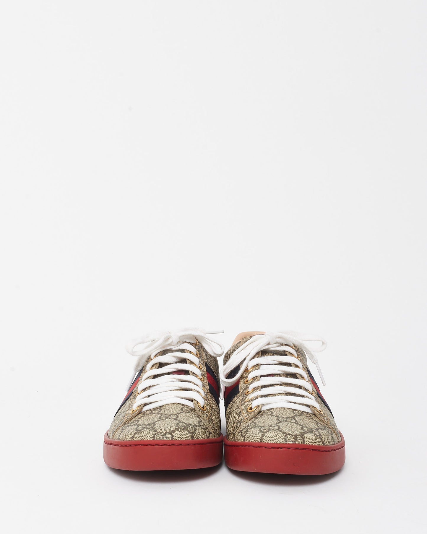 Gucci Brown/Beige Monogram GG Supreme Coated Canvas Web Ace Sneakers - 38.5