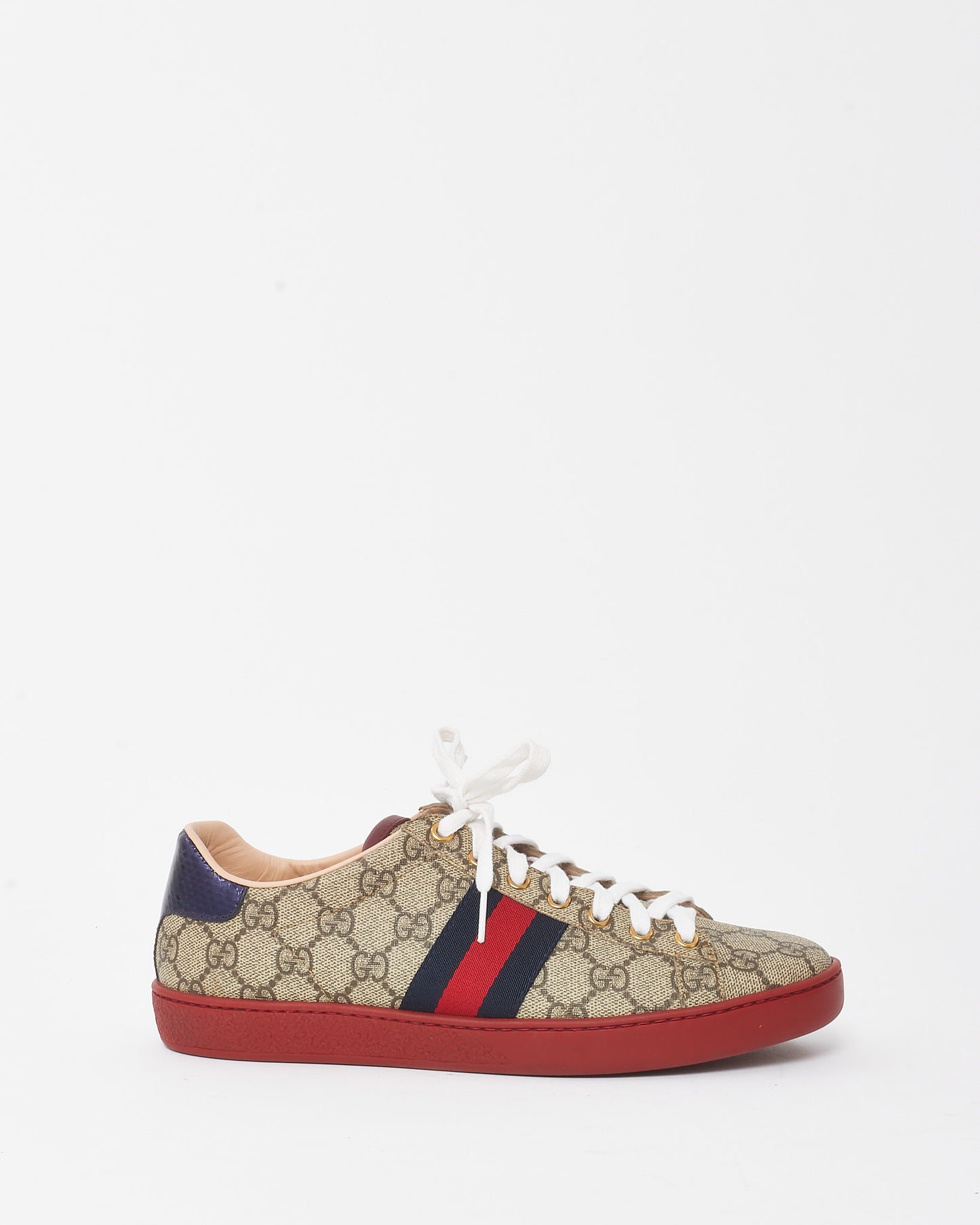 Gucci Brown/Beige Monogram GG Supreme Coated Canvas Web Ace Sneakers - 38.5
