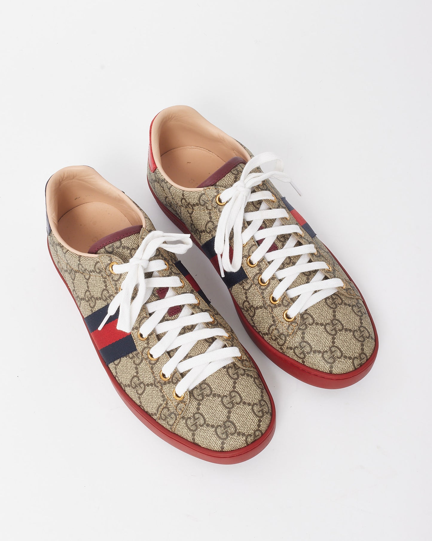 Gucci Brown/Beige Monogram GG Supreme Coated Canvas Web Ace Sneakers - 38.5