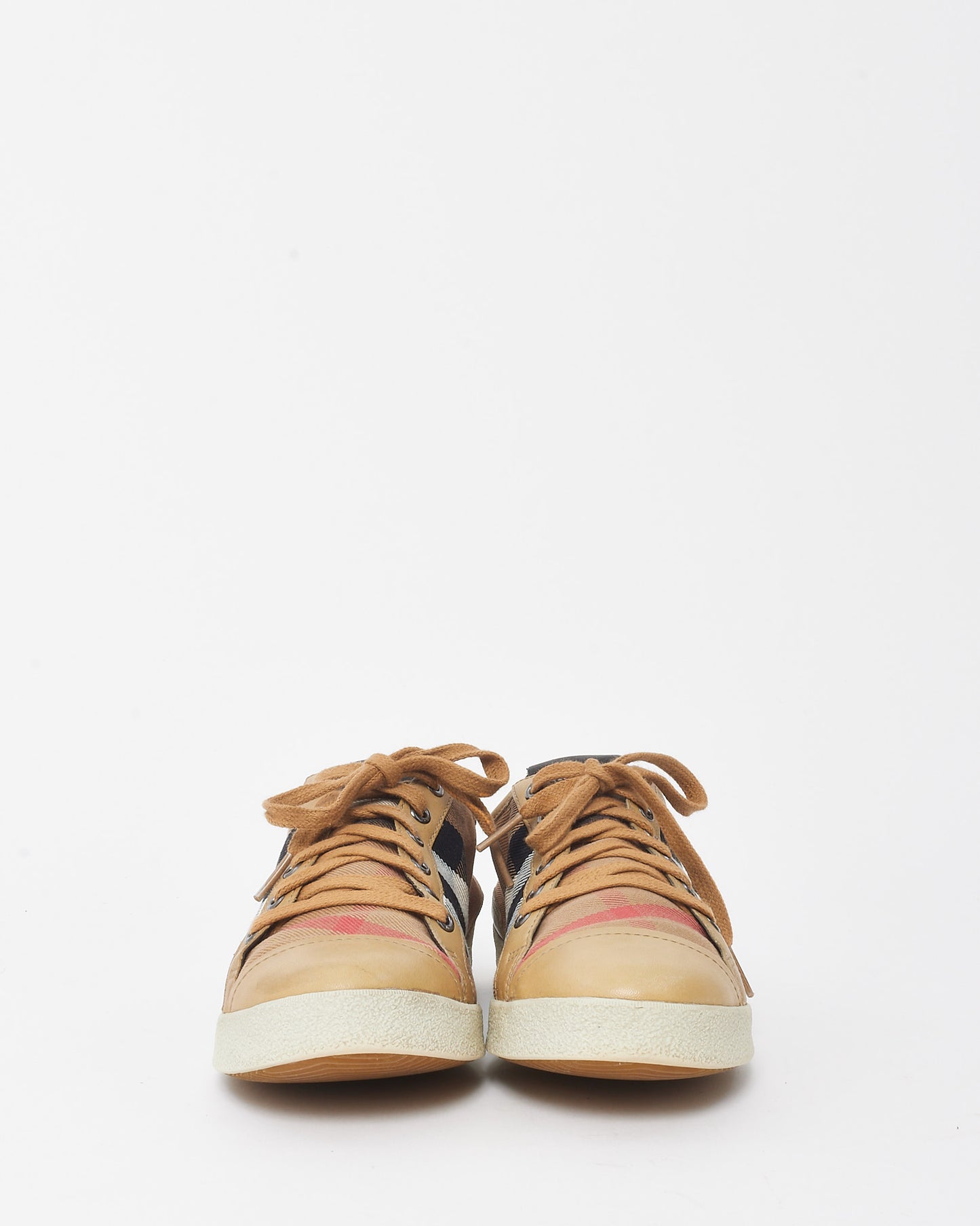 Burberry Men's Beige Nova Check Canvas Low Top Sneakers - US 7 MEN