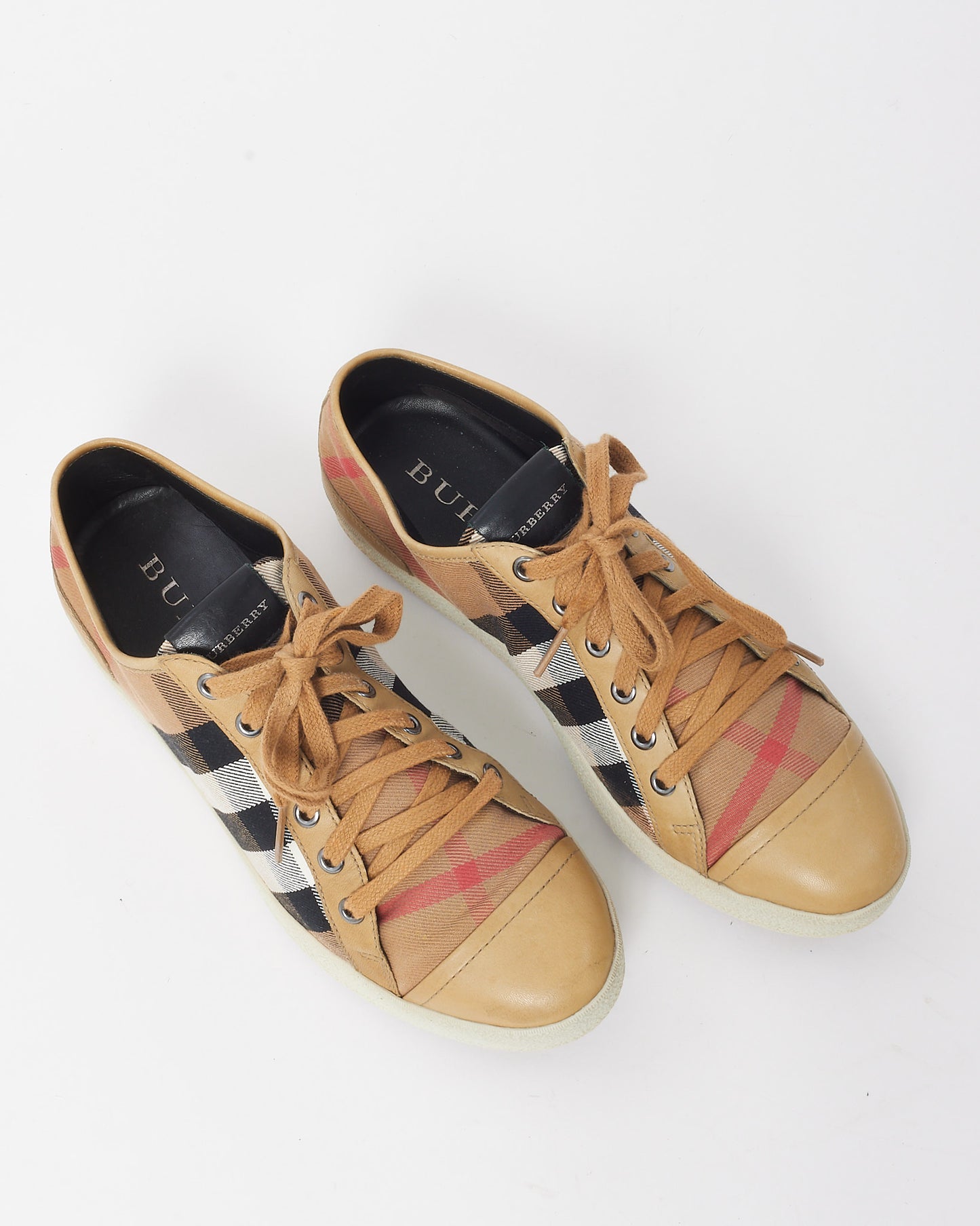 Burberry Men's Beige Nova Check Canvas Low Top Sneakers - US 7 MEN