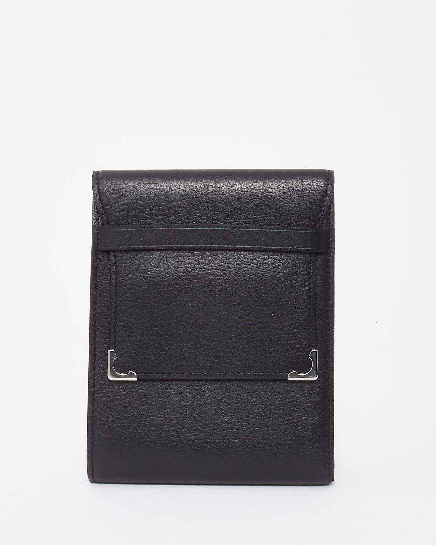 Cartier Vintage Black Leather Monogram Fold Over Wallet