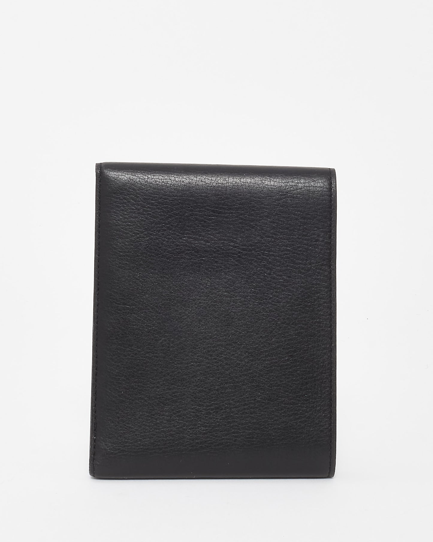 Cartier Vintage Black Leather Monogram Fold Over Wallet