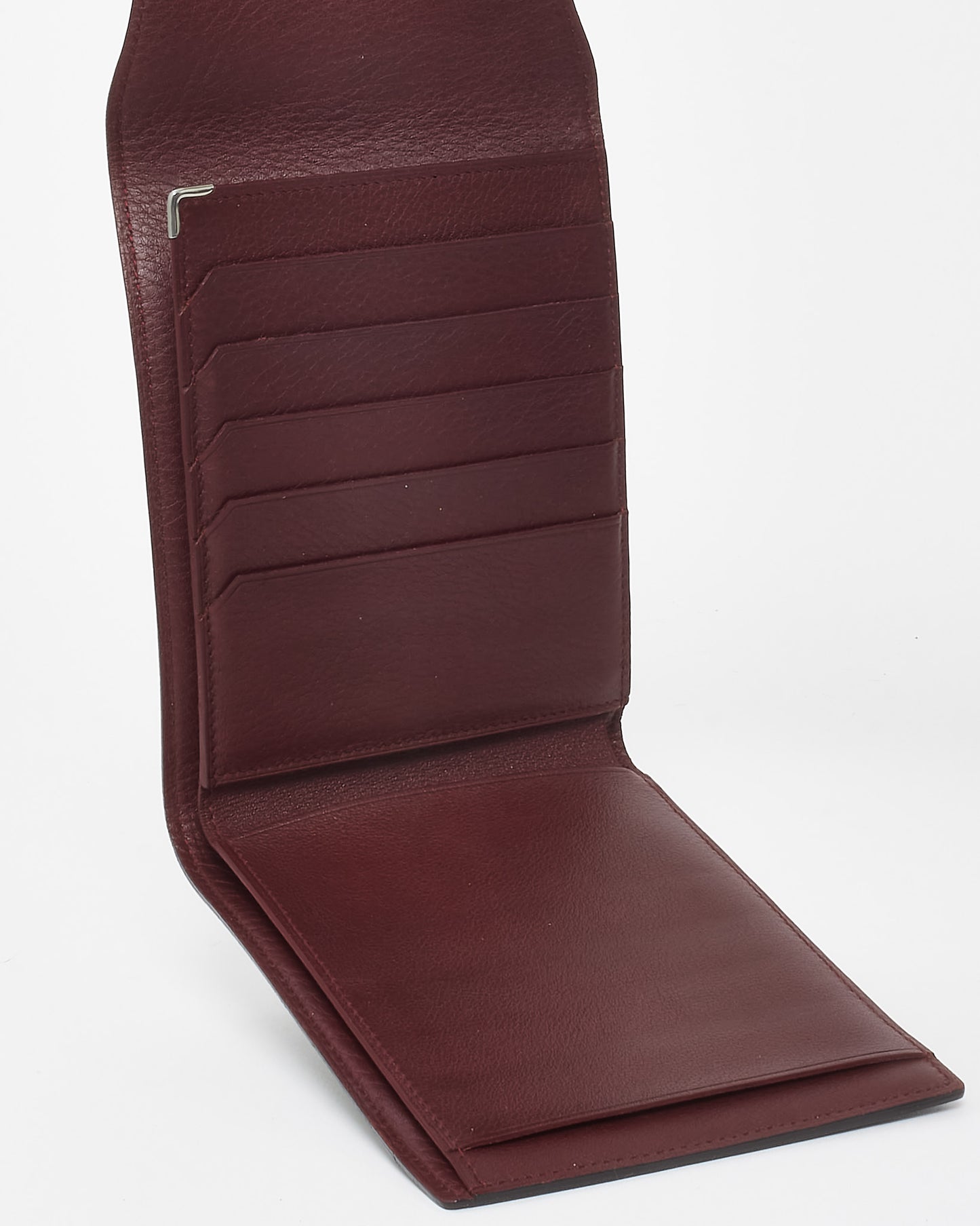 Cartier Vintage Black Leather Monogram Fold Over Wallet