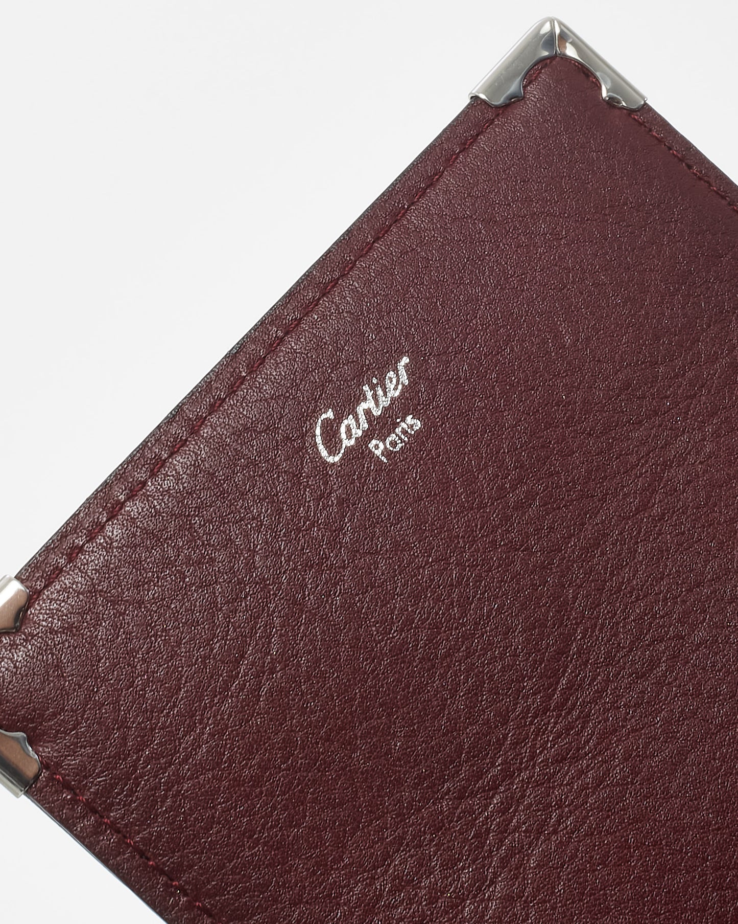 Cartier Vintage Black Leather Monogram Fold Over Wallet