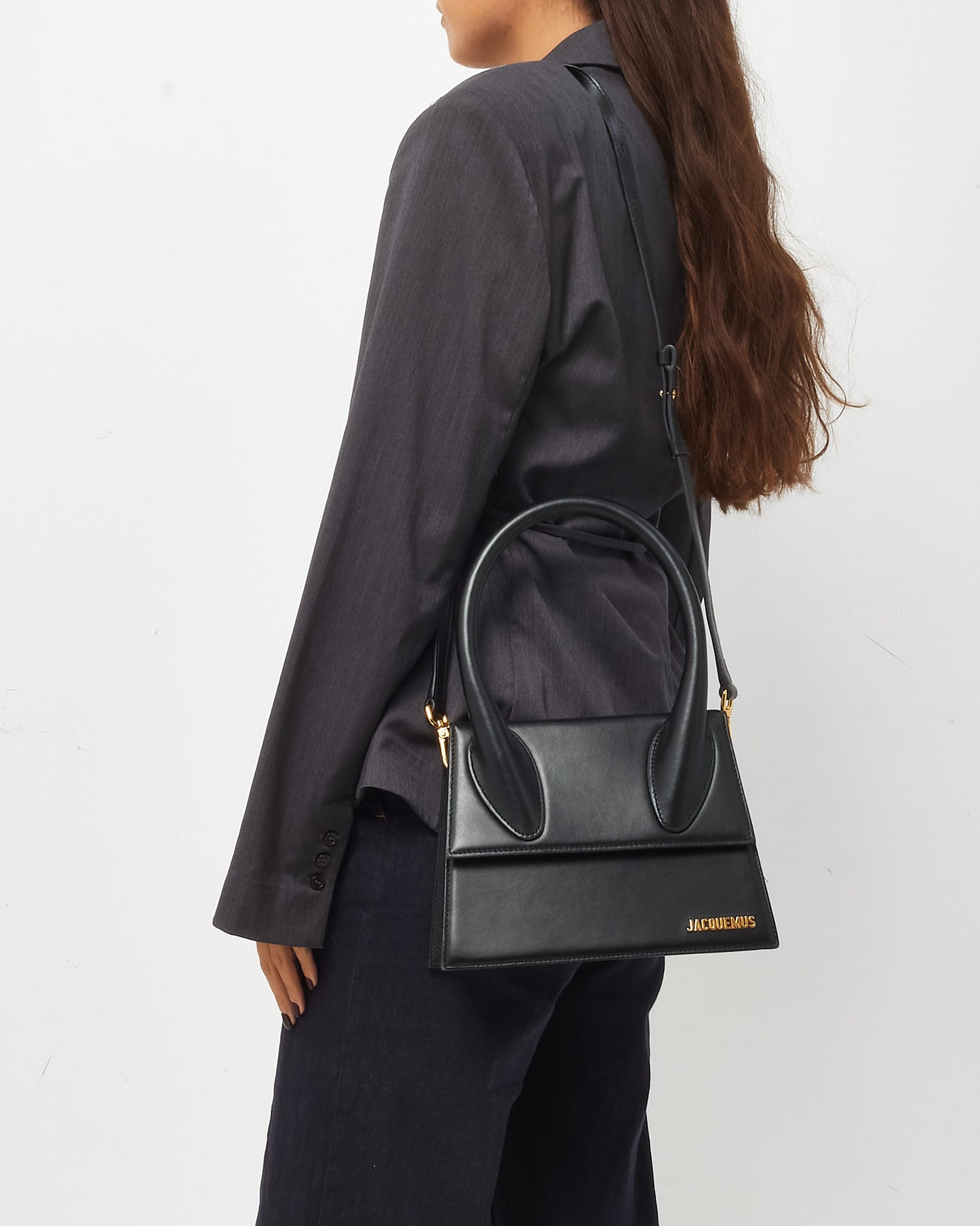 Jacquemus Black Leather "Le Grand Chiquito" Bag w/ Strap
