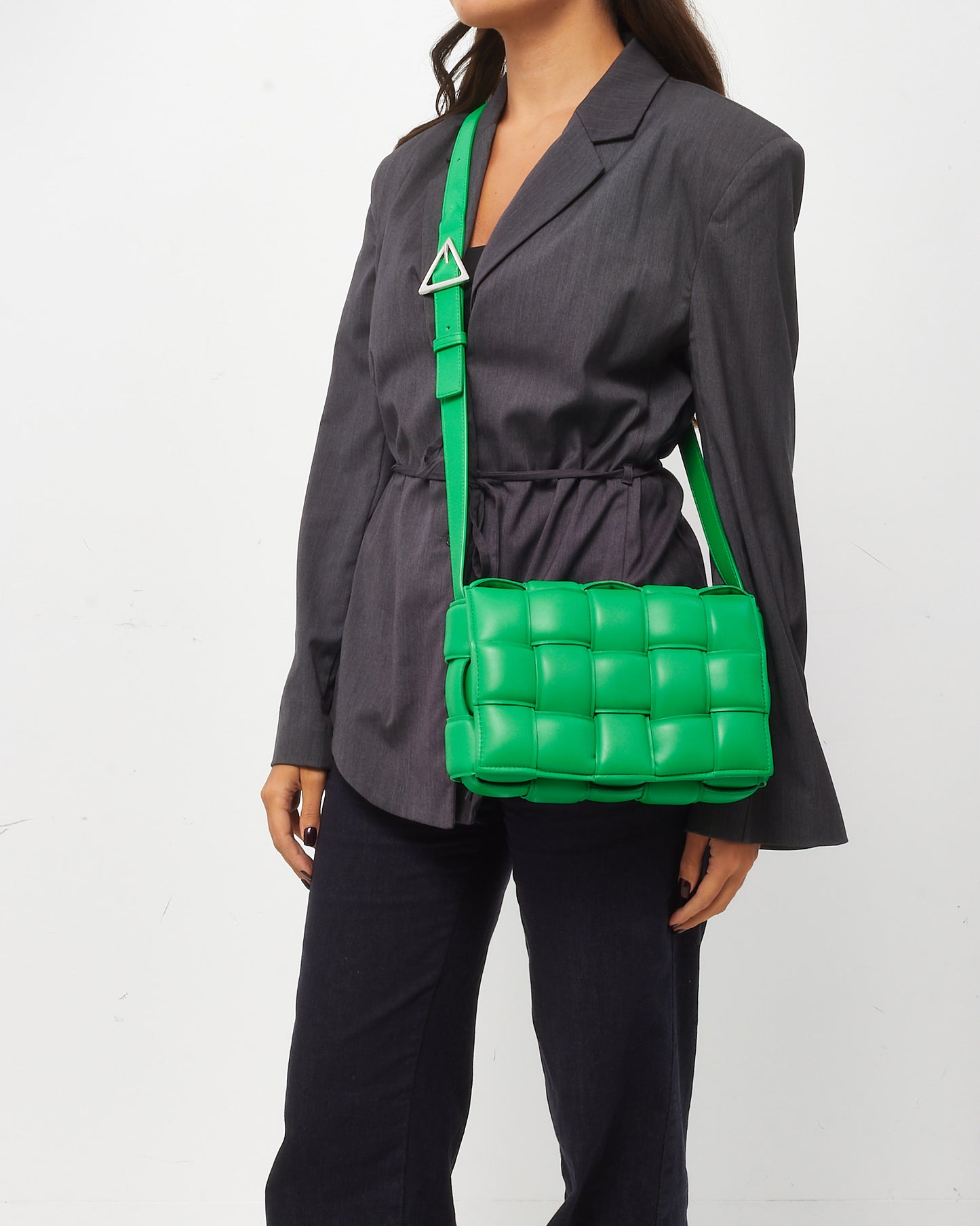 Bottega Veneta Parakeet Green Leather Padded Cassette Crossbody Bag