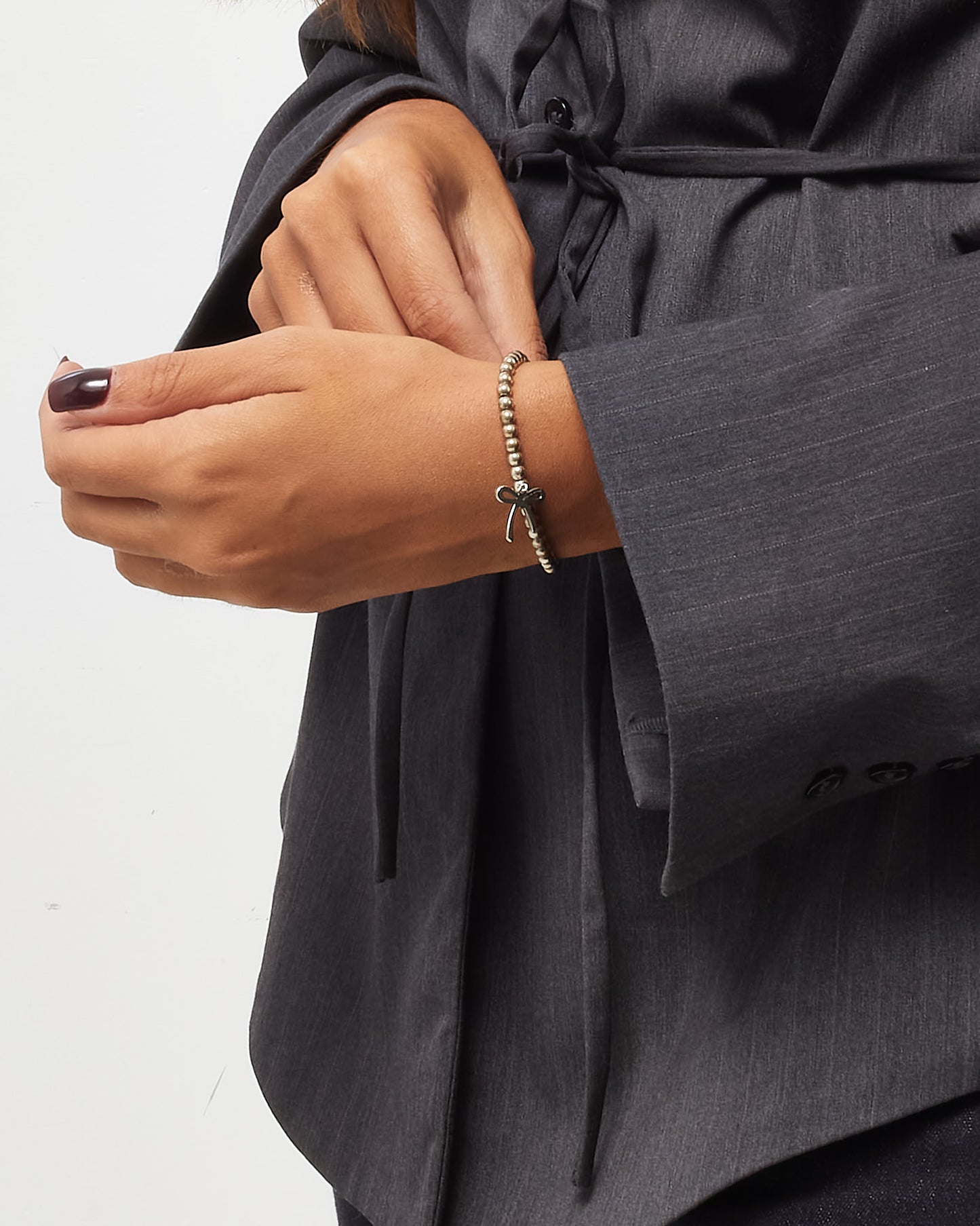 Tiffany & Co. Sterling Silver Beaded Bow Charm Bracelet