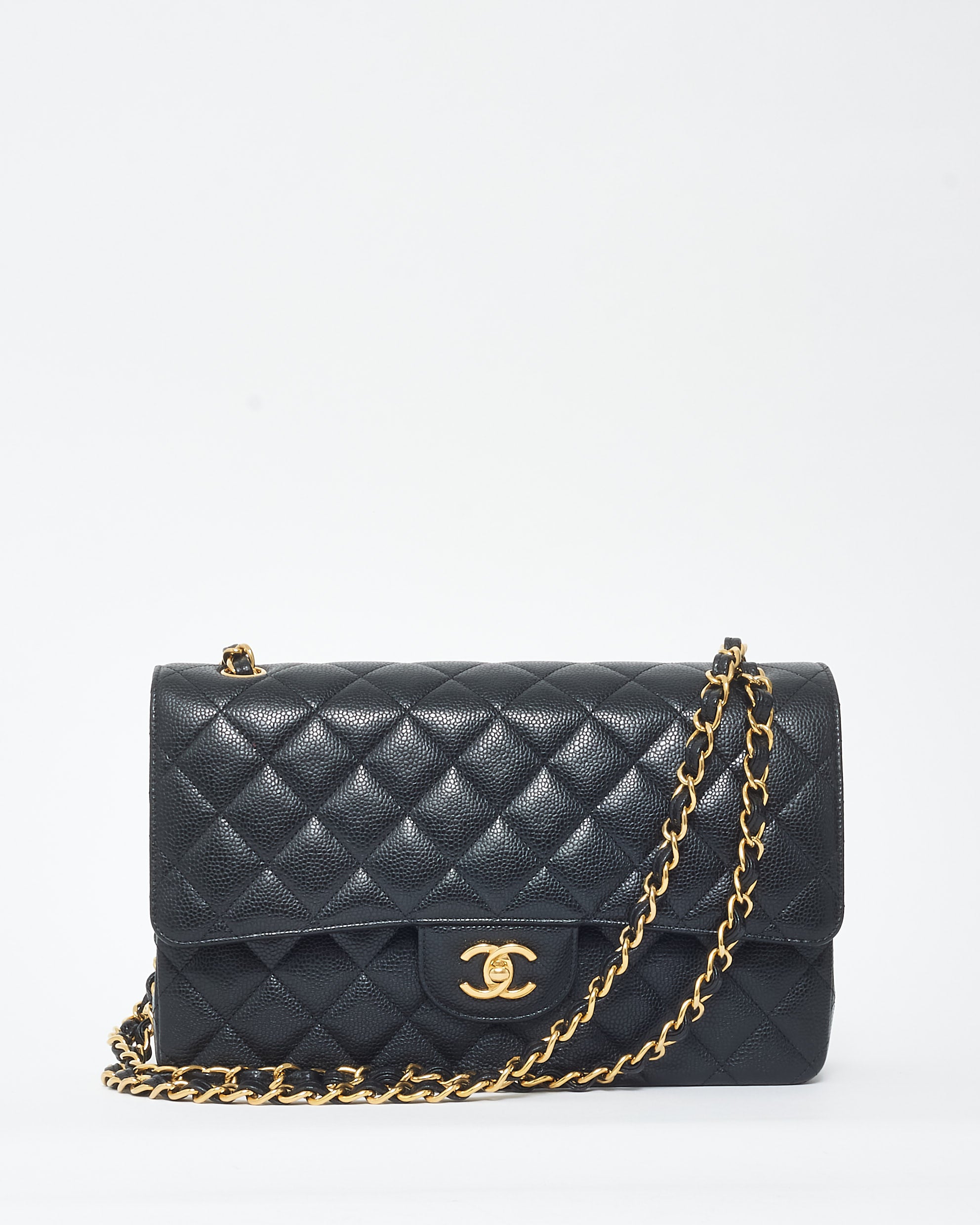 【ヴィンテージ】Rank:S☆Chanel Black GHW Caviar Jumbo Flap Buy Chanel Black Caviar Leather GHW Jumbo Classic Double