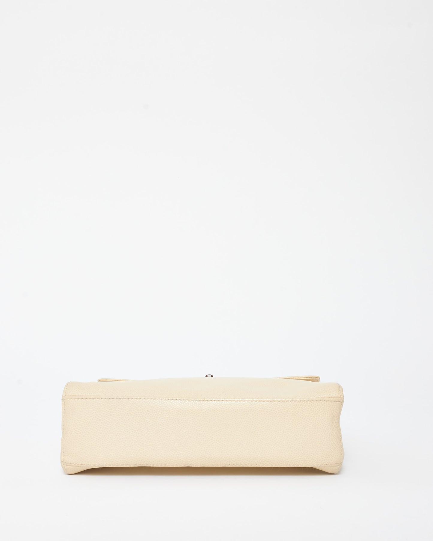 Chanel Vintage Cream Caviar Leather & Wood Kelly Bag