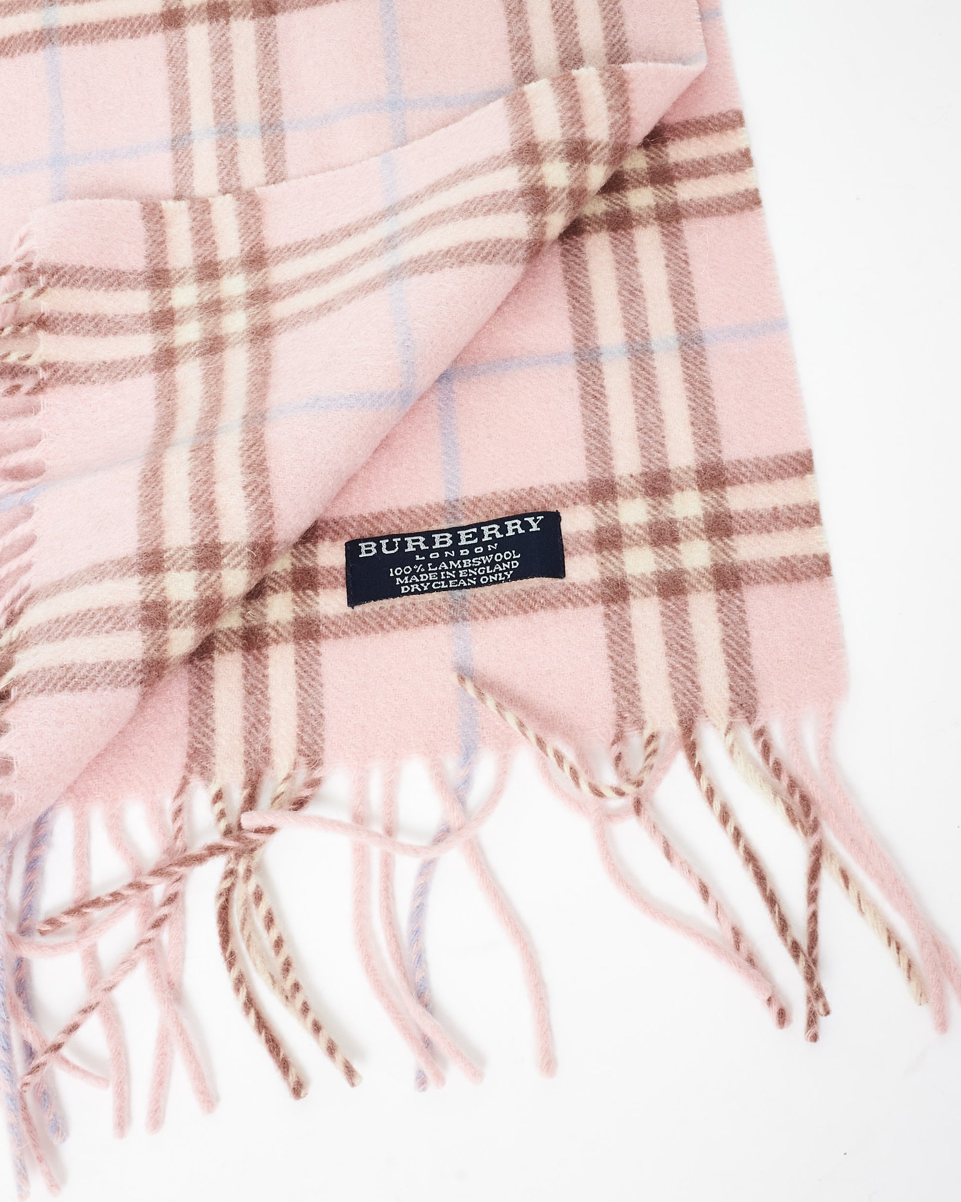 Buy Burberry Pink Plaid Wool Scarf Authenticated Pre-Owned RETYCHE