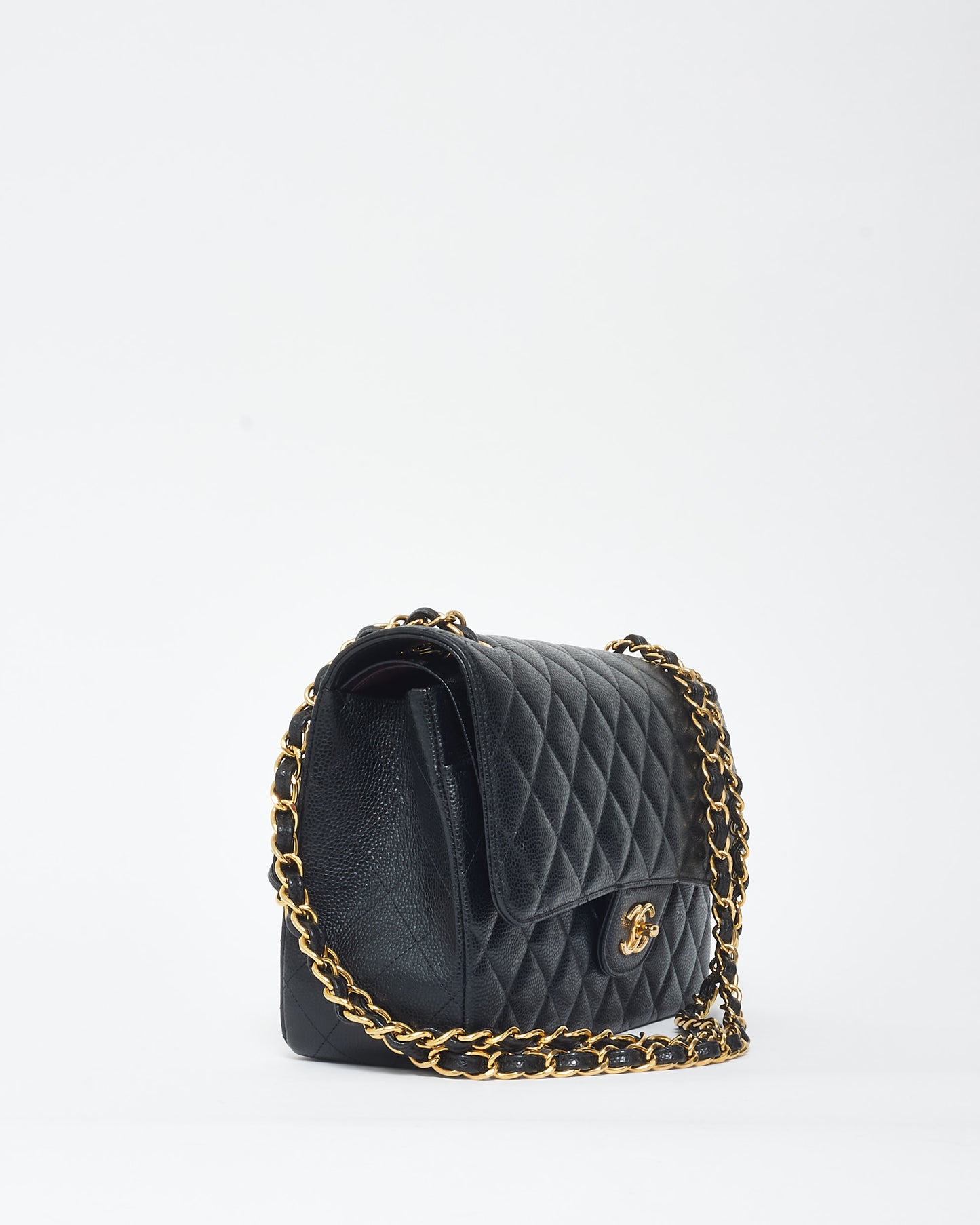 Chanel Black Caviar Leather GHW Jumbo Classic Double Flap Bag