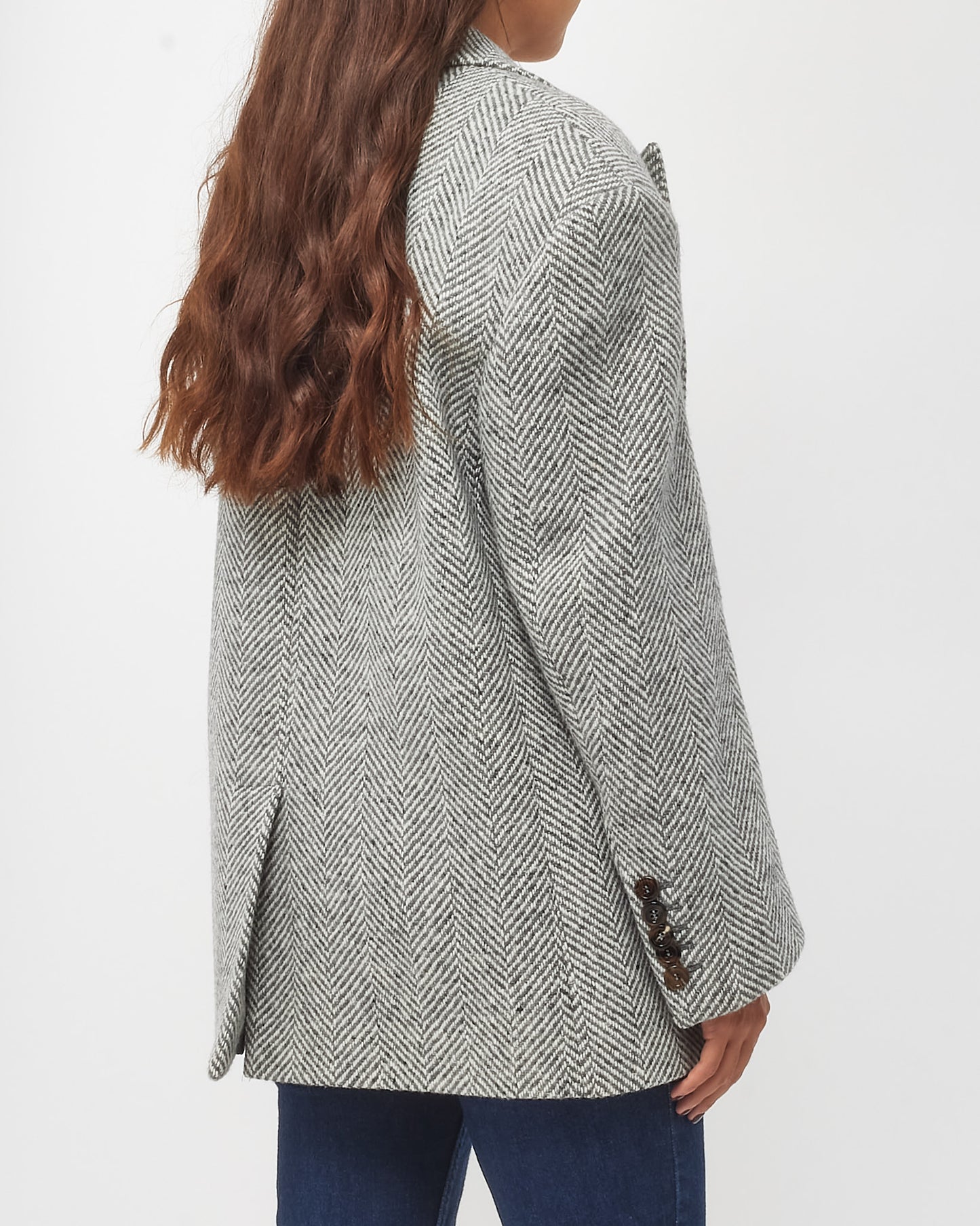 Gucci Grey Chevron Wool Blazer Coat - 44/US L