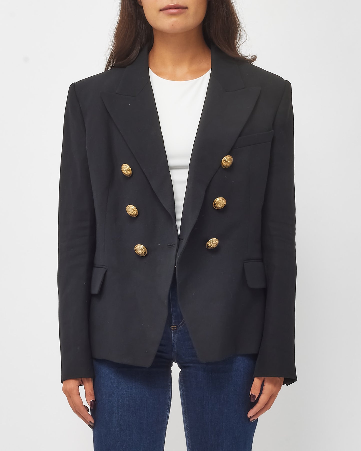 Balmain Black Wool Blend 6-Button Fitted Blazer - 46 FR/US 14