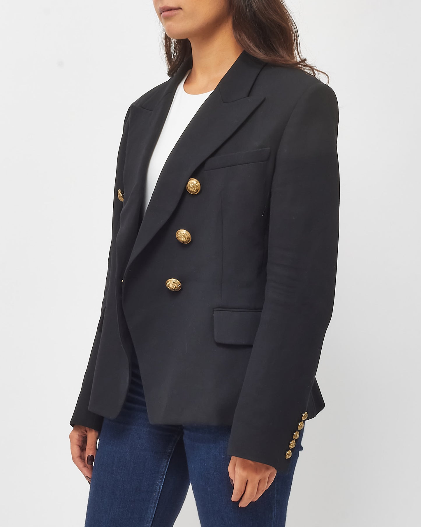 Balmain Black Wool Blend 6-Button Fitted Blazer - 46 FR/US 14