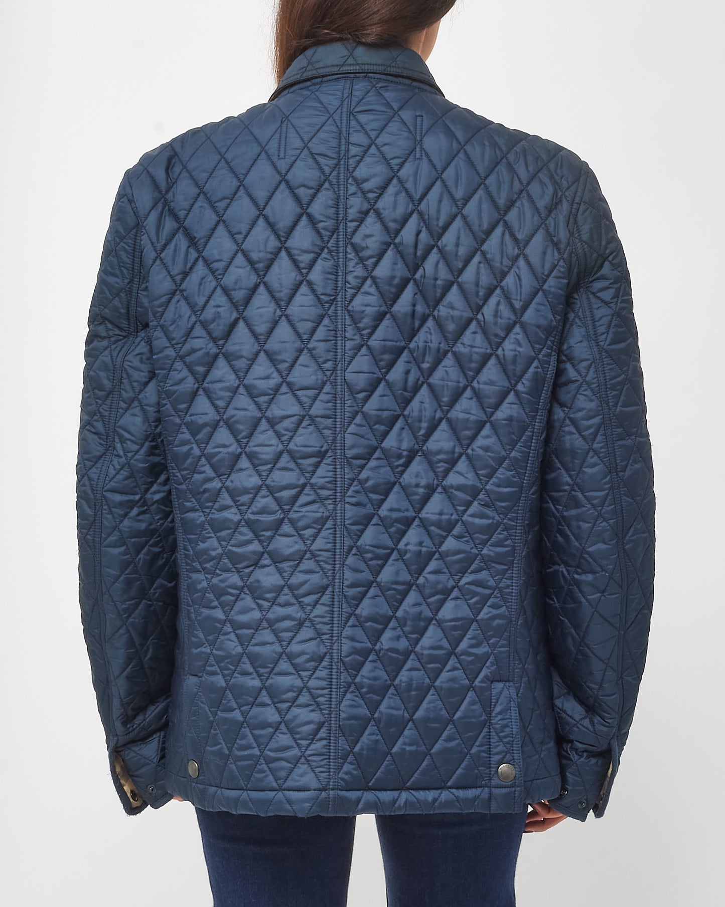 Burberry Men's Navy Nylon Padded Quilted Russell Field Jacket - XL