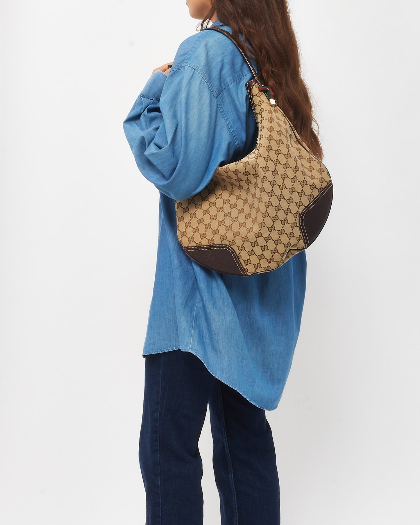 Gucci Brown GG Monogram Canvas Princy Hobo Shoulder Bag