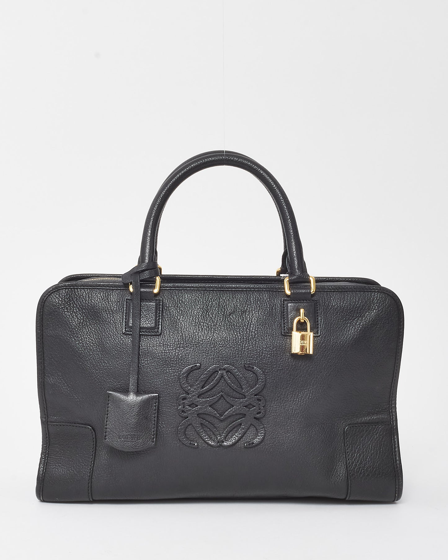 Loewe Black Leather Anagram Logo Amazona 36 Top Handle Bag