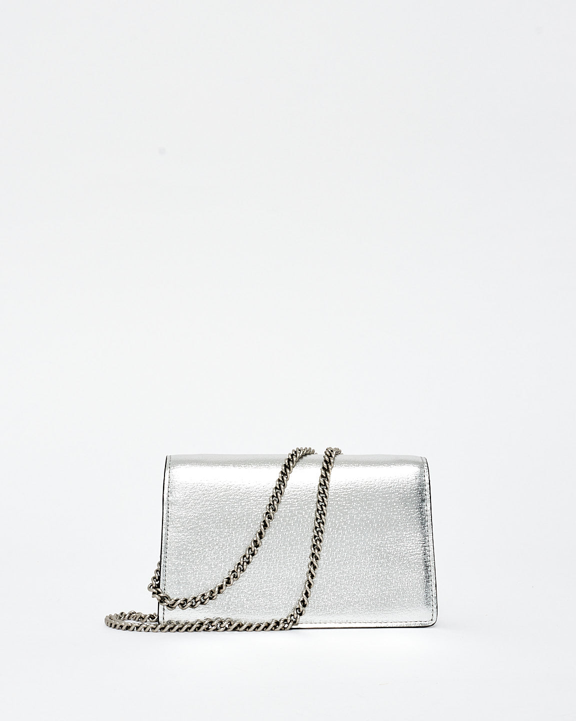 Gucci Silver Leather & Jewel Super Mini Dionysus Crossbody Bag
