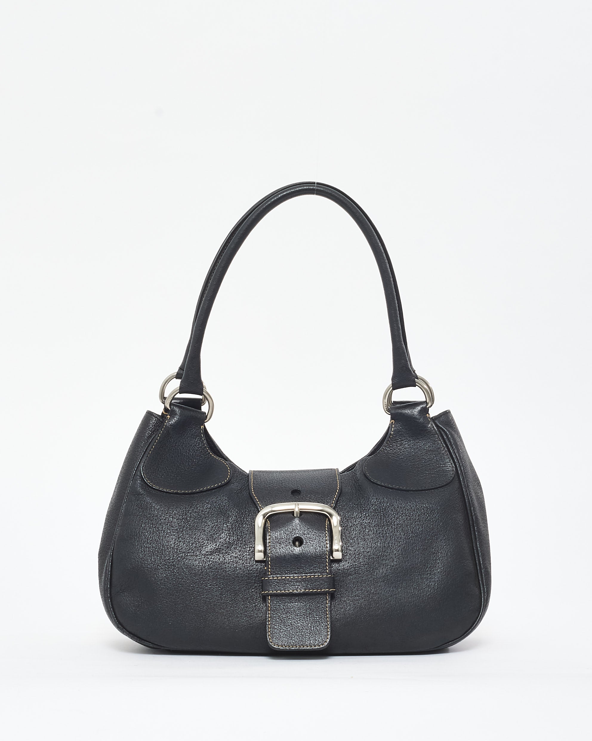 Buy Prada Black Leather Wide Buckle Shoulder Bag - Authenticated